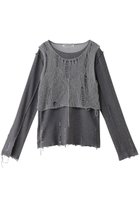 【プランク プロジェクト/PRANK PROJECT】のメッシュレイヤードトップ / Mesh Layered Top 人気、トレンドファッション・服の通販 founy(ファニー) ファッション Fashion レディースファッション Ladies' Fashion Online トップス・カットソー Tops/Tshirt シャツ/ブラウス Shirts/Blouses ロング / Tシャツ T-Shirts カットソー Cut and Sewn カットソー Cut And Sew スリーブ Sleeve ダメージ Damage メッシュ Mesh ロング Long thumbnail GRY(グレー)|ID: prp329100004577671 ipo3291000000032424021