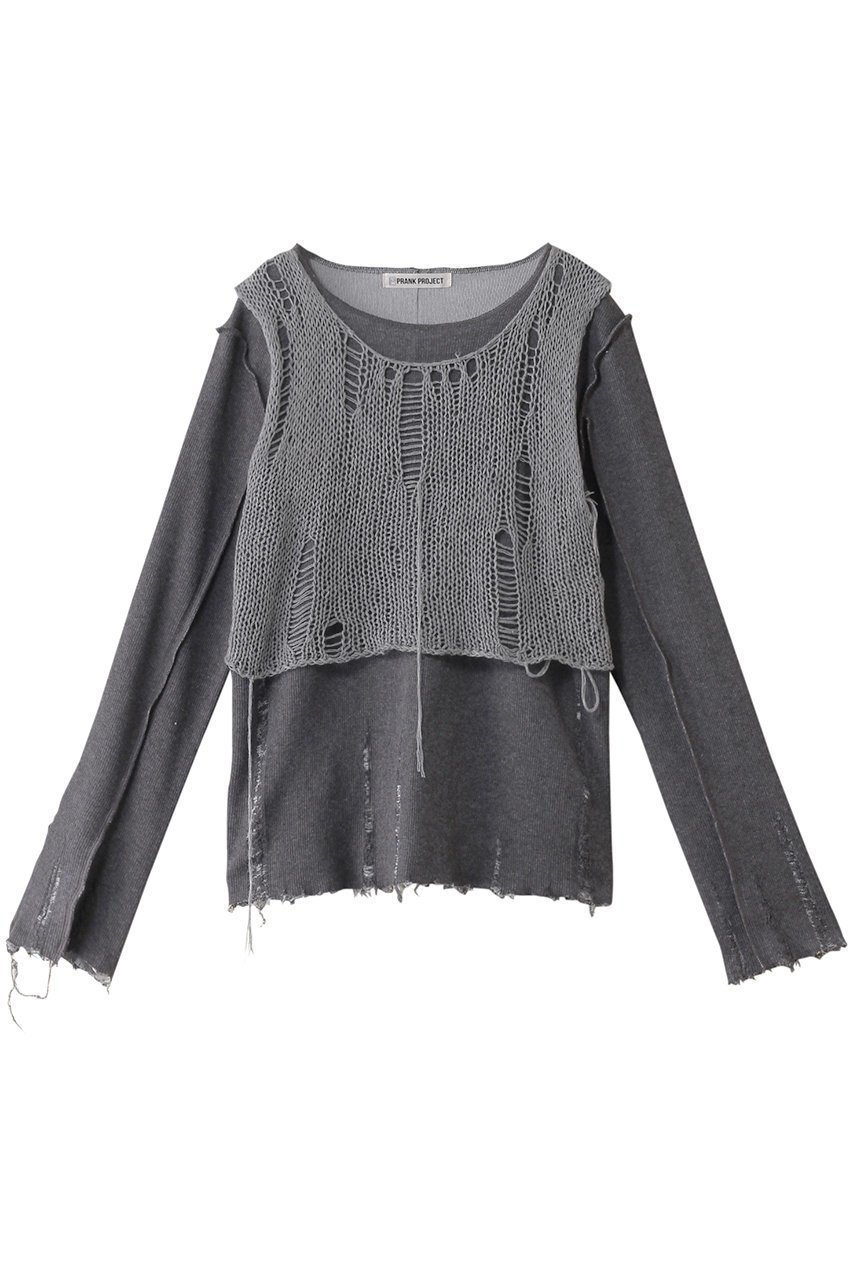 【プランク プロジェクト/PRANK PROJECT】のメッシュレイヤードトップ / Mesh Layered Top インテリア・キッズ・メンズ・レディースファッション・服の通販 founy(ファニー) 　ファッション　Fashion　レディースファッション　Ladies' Fashion Online　トップス・カットソー　Tops/Tshirt　シャツ/ブラウス　Shirts/Blouses　ロング / Tシャツ　T-Shirts　カットソー　Cut and Sewn　カットソー　Cut And Sew　スリーブ　Sleeve　ダメージ　Damage　メッシュ　Mesh　ロング　Long　GRY(グレー)|ID: prp329100004577671 ipo3291000000032424021