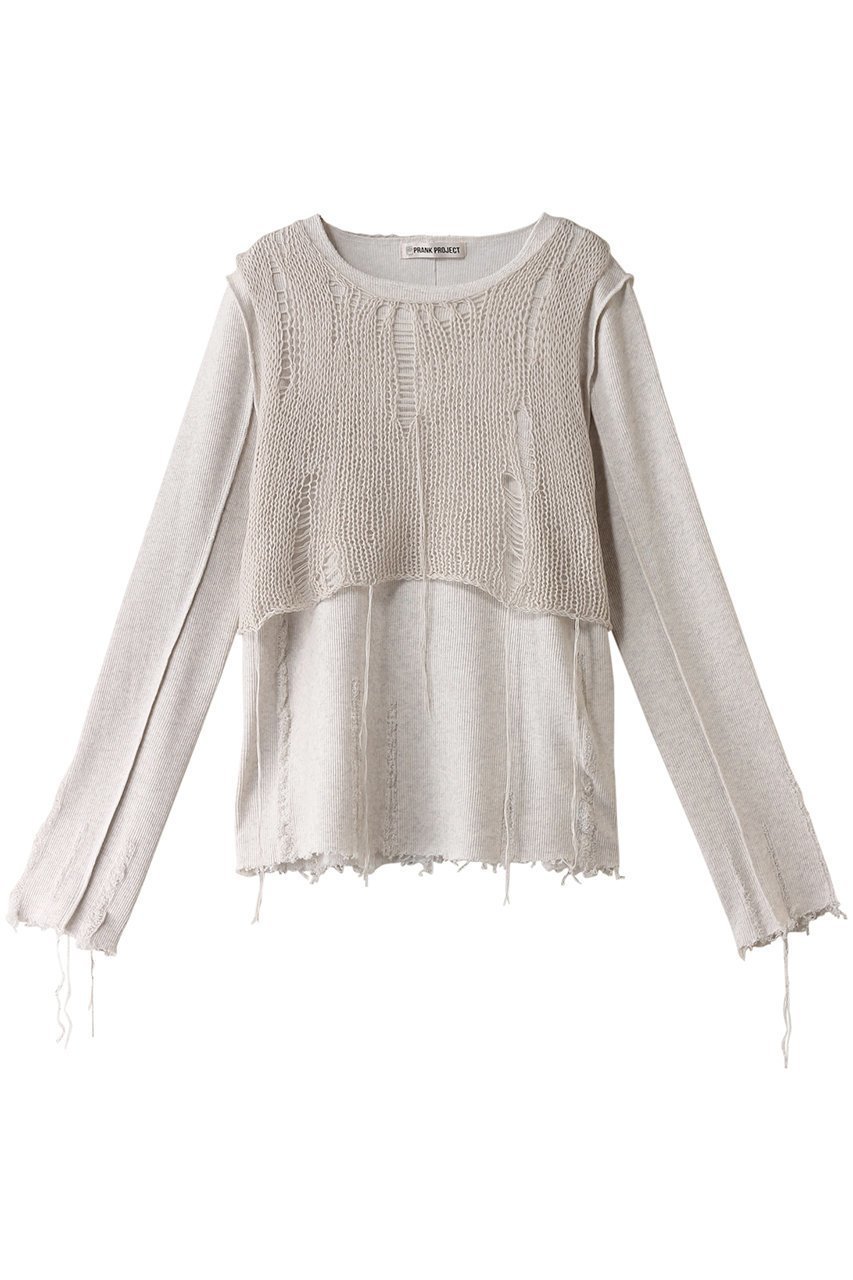 【プランク プロジェクト/PRANK PROJECT】のメッシュレイヤードトップ / Mesh Layered Top インテリア・キッズ・メンズ・レディースファッション・服の通販 founy(ファニー) 　ファッション　Fashion　レディースファッション　Ladies' Fashion Online　トップス・カットソー　Tops/Tshirt　シャツ/ブラウス　Shirts/Blouses　ロング / Tシャツ　T-Shirts　カットソー　Cut and Sewn　カットソー　Cut And Sew　スリーブ　Sleeve　ダメージ　Damage　メッシュ　Mesh　ロング　Long　O.WHT(オフホワイト)|ID: prp329100004577671 ipo3291000000032424022