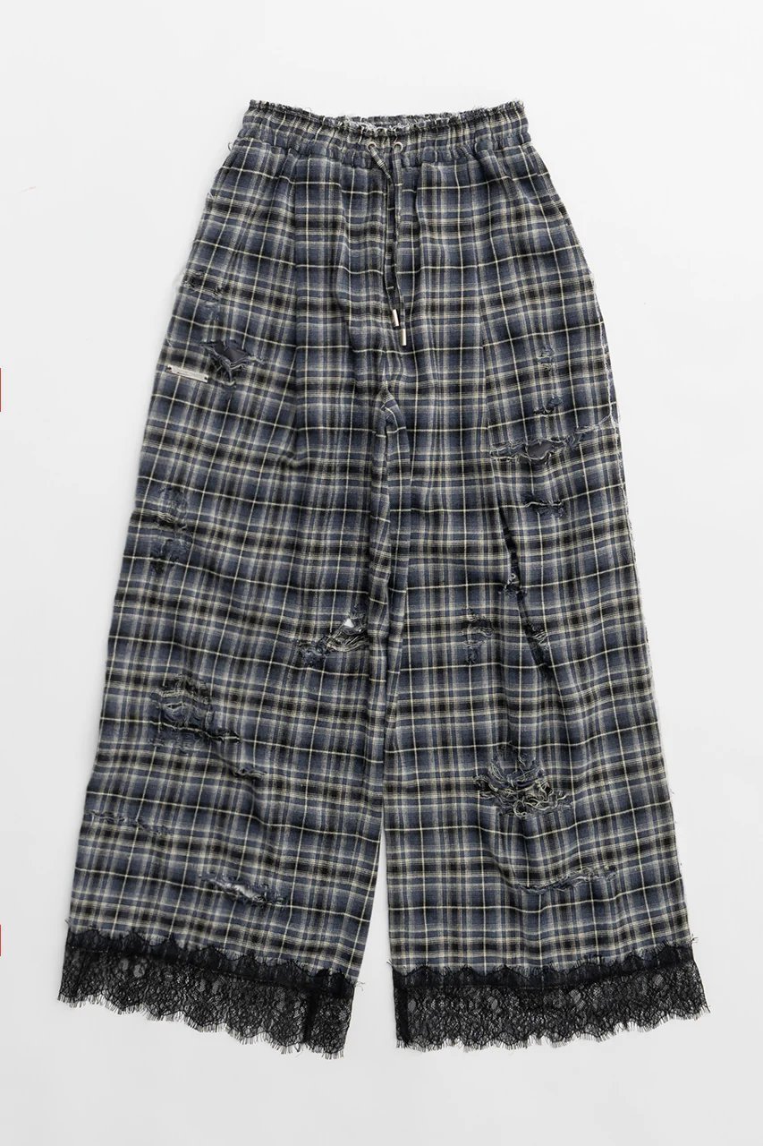 【プランク プロジェクト/PRANK PROJECT】のダメージチェックパンツDamaged Check Pants インテリア・キッズ・メンズ・レディースファッション・服の通販 founy(ファニー) 　ファッション　Fashion　レディースファッション　Ladies' Fashion Online　パンツ　Pants　おすすめ　Recommend　ジャケット　Jacket　ダメージ　Damage　チェック　Check　チュニック　Tunic　レース　Race　BLU(ブルー)|ID: prp329100004577677 ipo3291000000032424063