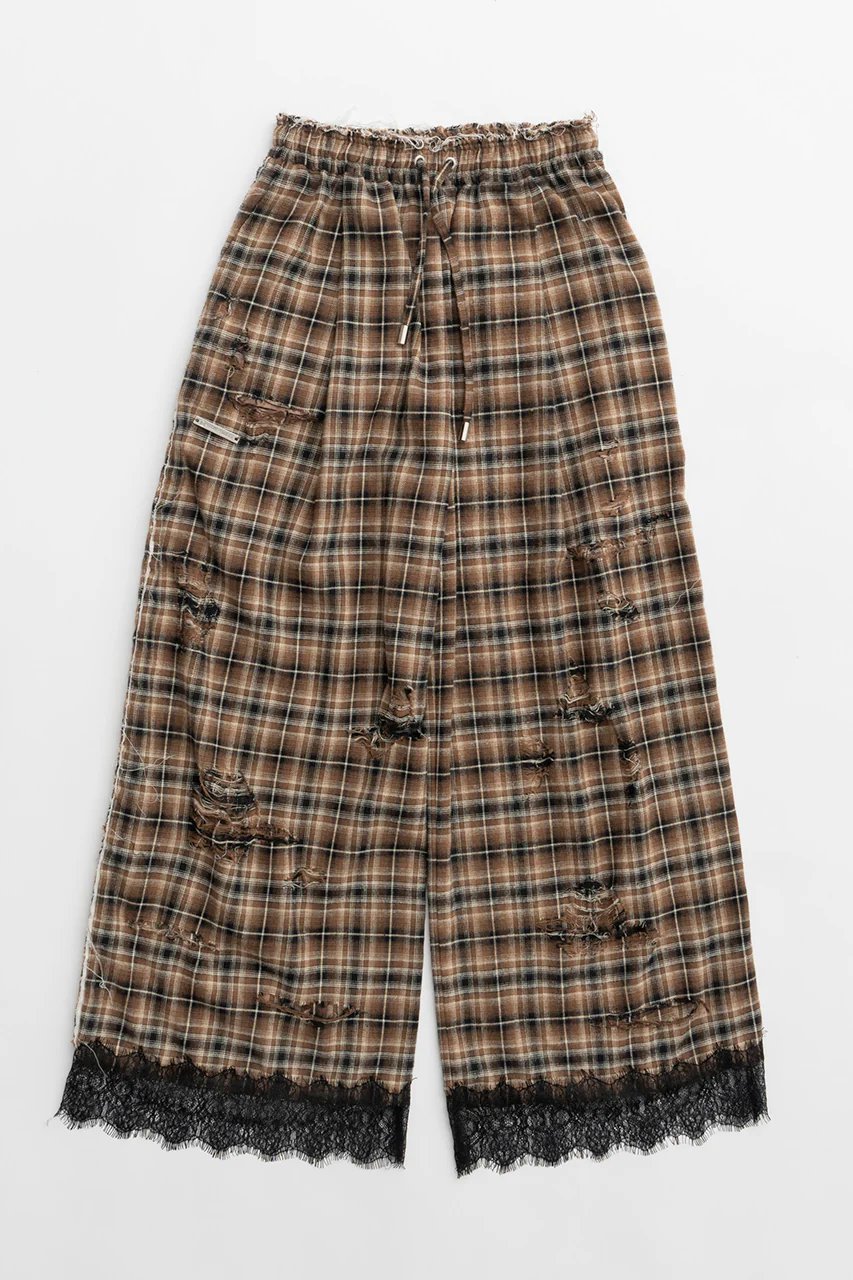 【プランク プロジェクト/PRANK PROJECT】のダメージチェックパンツDamaged Check Pants インテリア・キッズ・メンズ・レディースファッション・服の通販 founy(ファニー) 　ファッション　Fashion　レディースファッション　Ladies' Fashion Online　パンツ　Pants　おすすめ　Recommend　ジャケット　Jacket　ダメージ　Damage　チェック　Check　チュニック　Tunic　レース　Race　BRN(ブラウン)|ID: prp329100004577677 ipo3291000000032424066