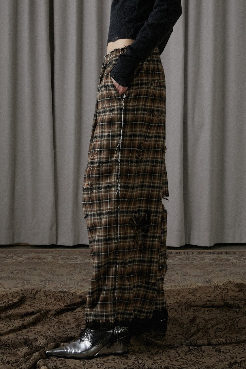 【プランク プロジェクト/PRANK PROJECT】のダメージチェックパンツDamaged Check Pants 人気、トレンドファッション・服の通販 founy(ファニー) 　ファッション　Fashion　レディースファッション　Fashion for Women　パンツ　Pants & Trousers　おすすめ　Recommended / Our Picks　ジャケット　Jacket, Outerwear　ダメージ　Distressed, Destroyed　チェック　Check, Plaid, Tartan　チュニック　Tunic, Long Top　レース　Lace, Lace Fabric　other-4|ID: prp329100004577677 ipo3291000000032892170