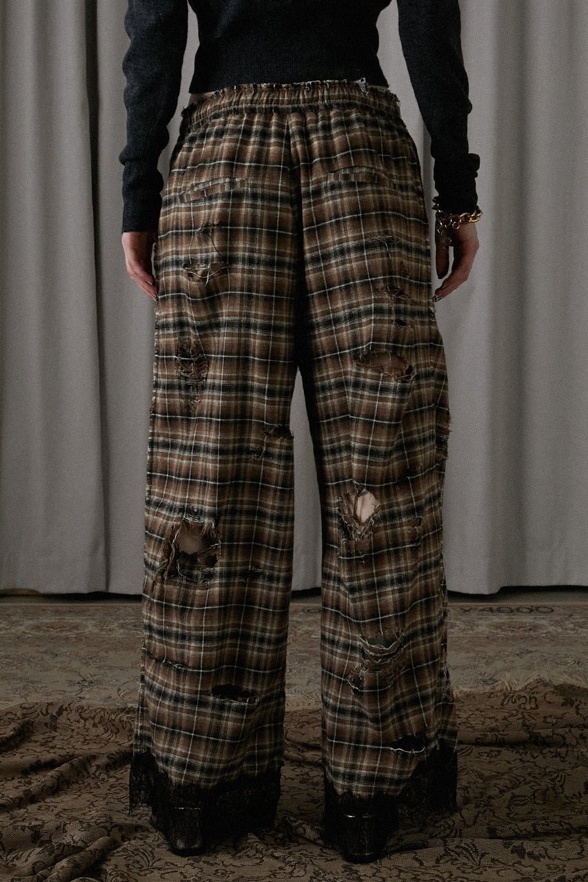 【プランク プロジェクト/PRANK PROJECT】のダメージチェックパンツDamaged Check Pants 人気、トレンドファッション・服の通販 founy(ファニー) 　ファッション　Fashion　レディースファッション　Fashion for Women　パンツ　Pants & Trousers　おすすめ　Recommended / Our Picks　ジャケット　Jacket, Outerwear　ダメージ　Distressed, Destroyed　チェック　Check, Plaid, Tartan　チュニック　Tunic, Long Top　レース　Lace, Lace Fabric　other-5|ID: prp329100004577677 ipo3291000000032892173