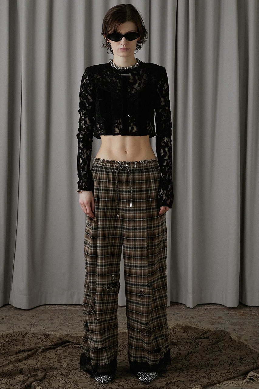 【プランク プロジェクト/PRANK PROJECT】のダメージチェックパンツDamaged Check Pants 人気、トレンドファッション・服の通販 founy(ファニー) 　ファッション　Fashion　レディースファッション　Fashion for Women　パンツ　Pants & Trousers　おすすめ　Recommended / Our Picks　ジャケット　Jacket, Outerwear　ダメージ　Distressed, Destroyed　チェック　Check, Plaid, Tartan　チュニック　Tunic, Long Top　レース　Lace, Lace Fabric　other-7|ID: prp329100004577677 ipo3291000000032892183
