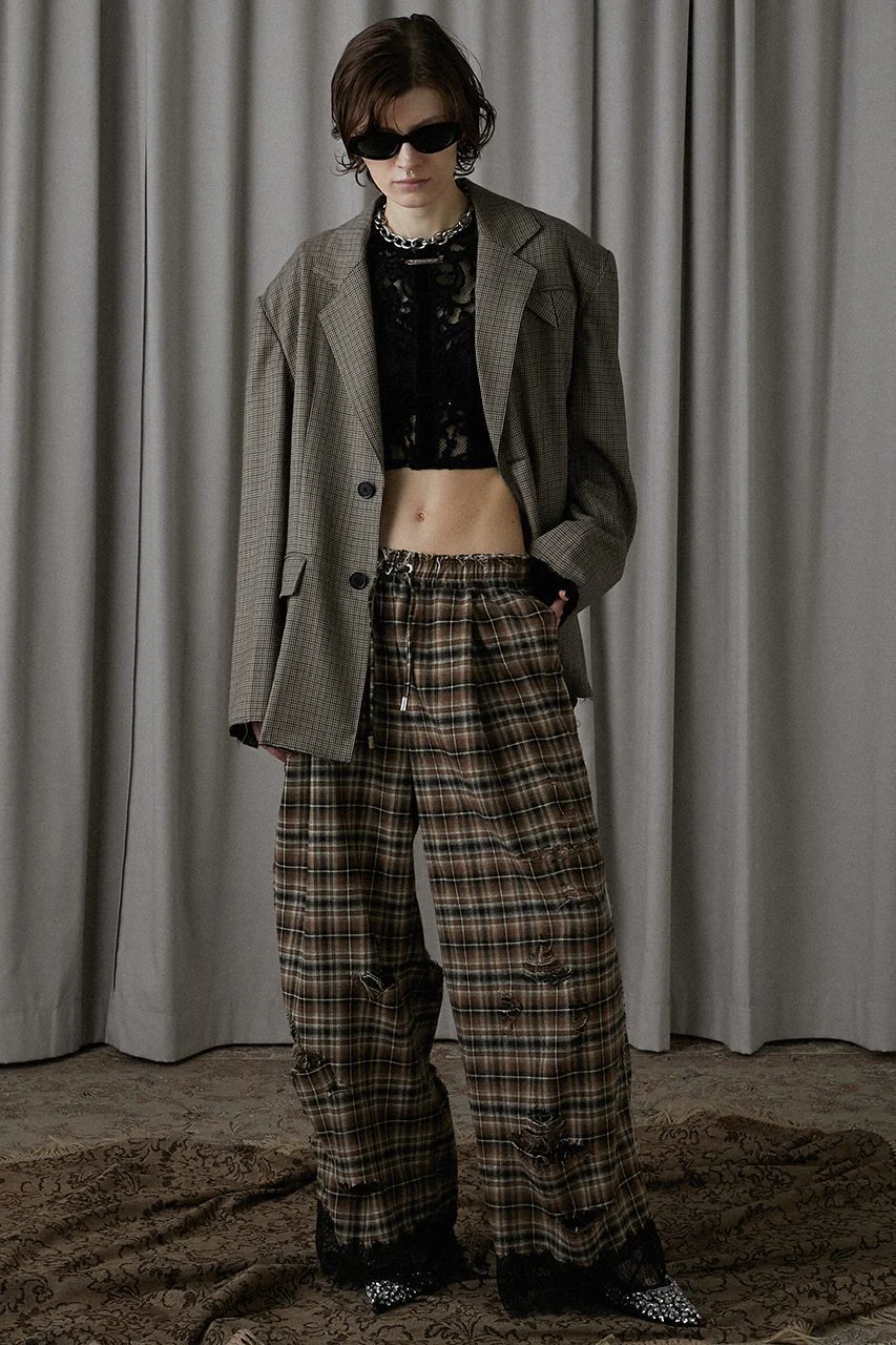 【プランク プロジェクト/PRANK PROJECT】のダメージチェックパンツDamaged Check Pants 人気、トレンドファッション・服の通販 founy(ファニー) 　ファッション　Fashion　レディースファッション　Fashion for Women　パンツ　Pants & Trousers　おすすめ　Recommended / Our Picks　ジャケット　Jacket, Outerwear　ダメージ　Distressed, Destroyed　チェック　Check, Plaid, Tartan　チュニック　Tunic, Long Top　レース　Lace, Lace Fabric　other-8|ID: prp329100004577677 ipo3291000000032892186