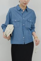 【ガリャルダガランテ/GALLARDAGALANTE】のクロップドデニムシャツ 人気、トレンドファッション・服の通販 founy(ファニー) ファッション Fashion レディースファッション WOMEN トップス・カットソー Tops/Tshirt シャツ/ブラウス Shirts/Blouses おすすめ Recommend クロップド Cropped スリーブ Sleeve タンク Tank タートル Turtle ロング Long 半袖 Short Sleeve NEW・新作・新着・新入荷 New Arrivals 羽織 Haori |ID:prp329100004577680