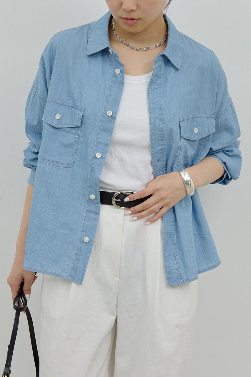 【ガリャルダガランテ/GALLARDAGALANTE】のクロップドデニムシャツ 人気、トレンドファッション・服の通販 founy(ファニー) 　ファッション　Fashion　レディースファッション　Fashion for Women　トップス・カットソー　Cut & Sew Tops　シャツ・ブラウス・オフィスカジュアル　Elegant Blouses & Button-Ups　おすすめ　Recommended / Our Picks　クロップド　Cropped, Short Length　スリーブ　Sleeve, Long Sleeve / Short Sleeve　タンク　Tank Top, Sleeveless Top　タートル　Turtleneck, Turtle Collar　ロング　Long, Long-Length　半袖　Short Sleeve, Half Sleeve　羽織　Haori, Light Jacket　other-5|ID: prp329100004577680 ipo3291000000032424089