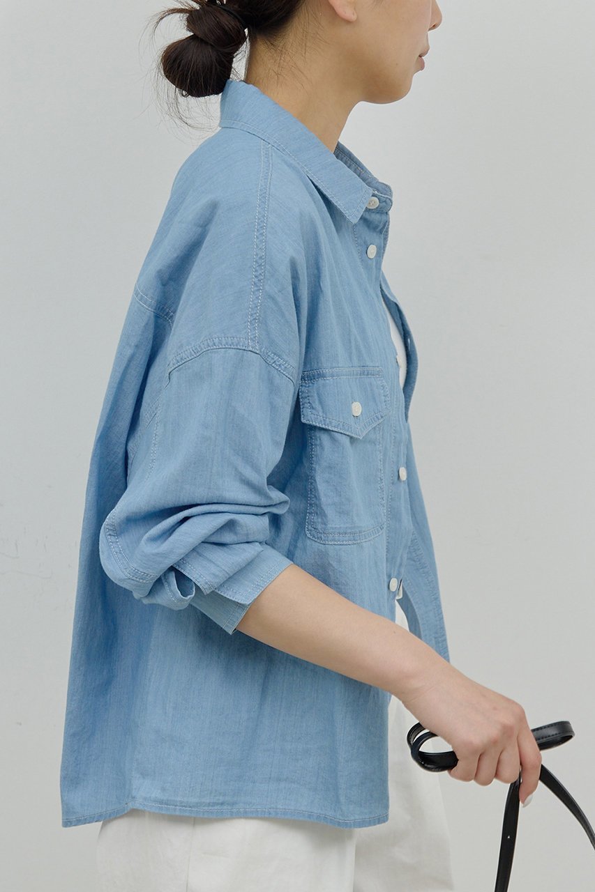 【ガリャルダガランテ/GALLARDAGALANTE】のクロップドデニムシャツ 人気、トレンドファッション・服の通販 founy(ファニー) 　ファッション　Fashion　レディースファッション　Fashion for Women　トップス・カットソー　Cut & Sew Tops　シャツ・ブラウス・オフィスカジュアル　Elegant Blouses & Button-Ups　おすすめ　Recommended / Our Picks　クロップド　Cropped, Short Length　スリーブ　Sleeve, Long Sleeve / Short Sleeve　タンク　Tank Top, Sleeveless Top　タートル　Turtleneck, Turtle Collar　ロング　Long, Long-Length　半袖　Short Sleeve, Half Sleeve　羽織　Haori, Light Jacket　other-6|ID: prp329100004577680 ipo3291000000032424091