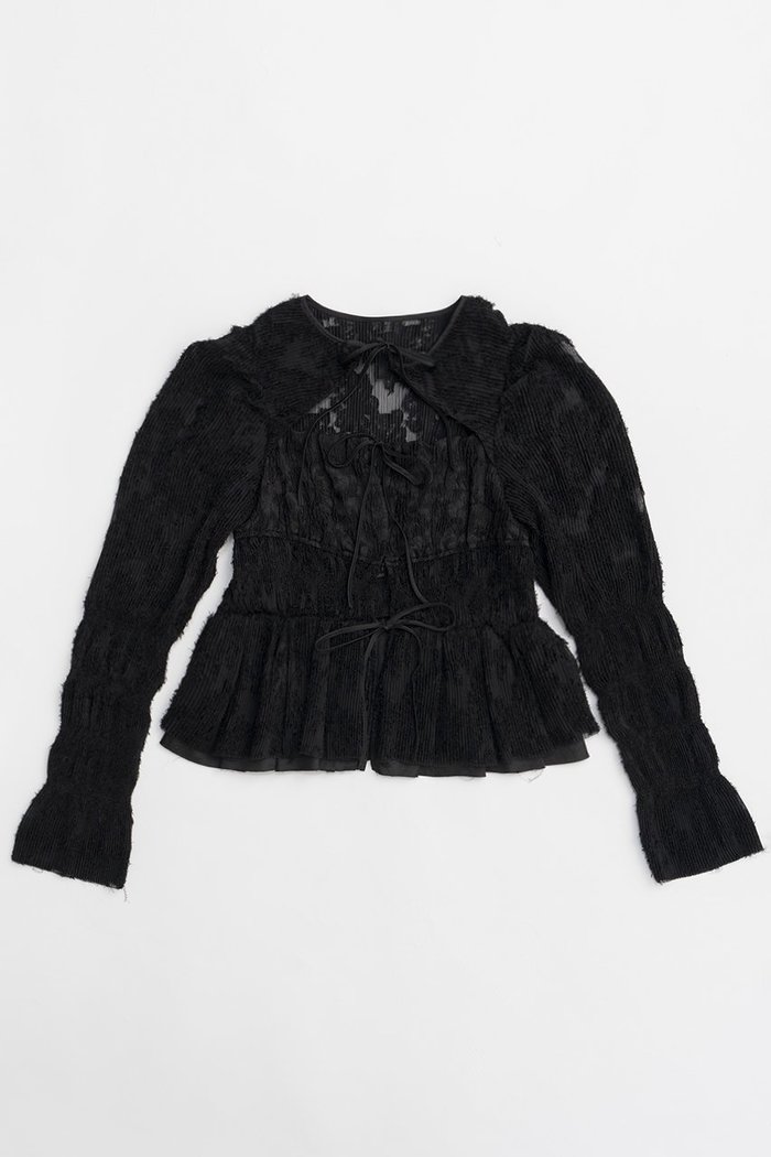 【プランク プロジェクト/PRANK PROJECT】のペプラムボウトップ / Peplum Bow Top インテリア・キッズ・メンズ・レディースファッション・服の通販 founy(ファニー) https://founy.com/ ファッション Fashion レディースファッション WOMEN トップス・カットソー Tops/Tshirt シャツ/ブラウス Shirts/Blouses おすすめ Recommend スリーブ Sleeve デニム Denim フロント Front プリーツ Pleats ベルベット Velvet ボトム Bottom ミックス Mix リボン Ribbon ロング Long 今季 This Season |ID: prp329100004577695 ipo3291000000032424186