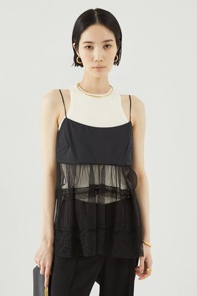 【ザ ストア バイ シー/THE STORE by C】のプリーツチュールキャミソール 人気、トレンドファッション・服の通販 founy(ファニー) ファッション Fashion レディースファッション Fashion for Women トップス・カットソー Cut & Sew Tops キャミソール&ノースリーブ Camisoles & Sleeveless Tops シャツ・ブラウス・オフィスカジュアル Elegant Blouses & Button-Ups キャミソール Camisole, Spaghetti Strap Top シアー Sheer, See-Through シンプル Simple, Minimal デニム Denim, Jeans Material ノースリーブ Sleeveless, No-Sleeve バランス Balance, Style Balance プリーツ Pleats, Pleated ボトム Bottoms, Lower Wear レース Lace, Lace Fabric |ID:prp329100004577704
