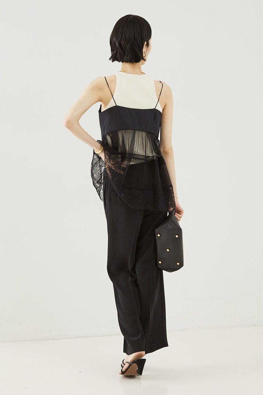 【ザ ストア バイ シー/THE STORE by C】のプリーツチュールキャミソール 人気、トレンドファッション・服の通販 founy(ファニー) 　ファッション　Fashion　レディースファッション　Fashion for Women　トップス・カットソー　Cut & Sew Tops　キャミソール&ノースリーブ　Camisoles & Sleeveless Tops　シャツ・ブラウス・オフィスカジュアル　Elegant Blouses & Button-Ups　キャミソール　Camisole, Spaghetti Strap Top　シアー　Sheer, See-Through　シンプル　Simple, Minimal　デニム　Denim, Jeans Material　ノースリーブ　Sleeveless, No-Sleeve　バランス　Balance, Style Balance　プリーツ　Pleats, Pleated　ボトム　Bottoms, Lower Wear　レース　Lace, Lace Fabric　再入荷　Restock / Back in Stock　other-6|ID: prp329100004577704 ipo3291000000032903731