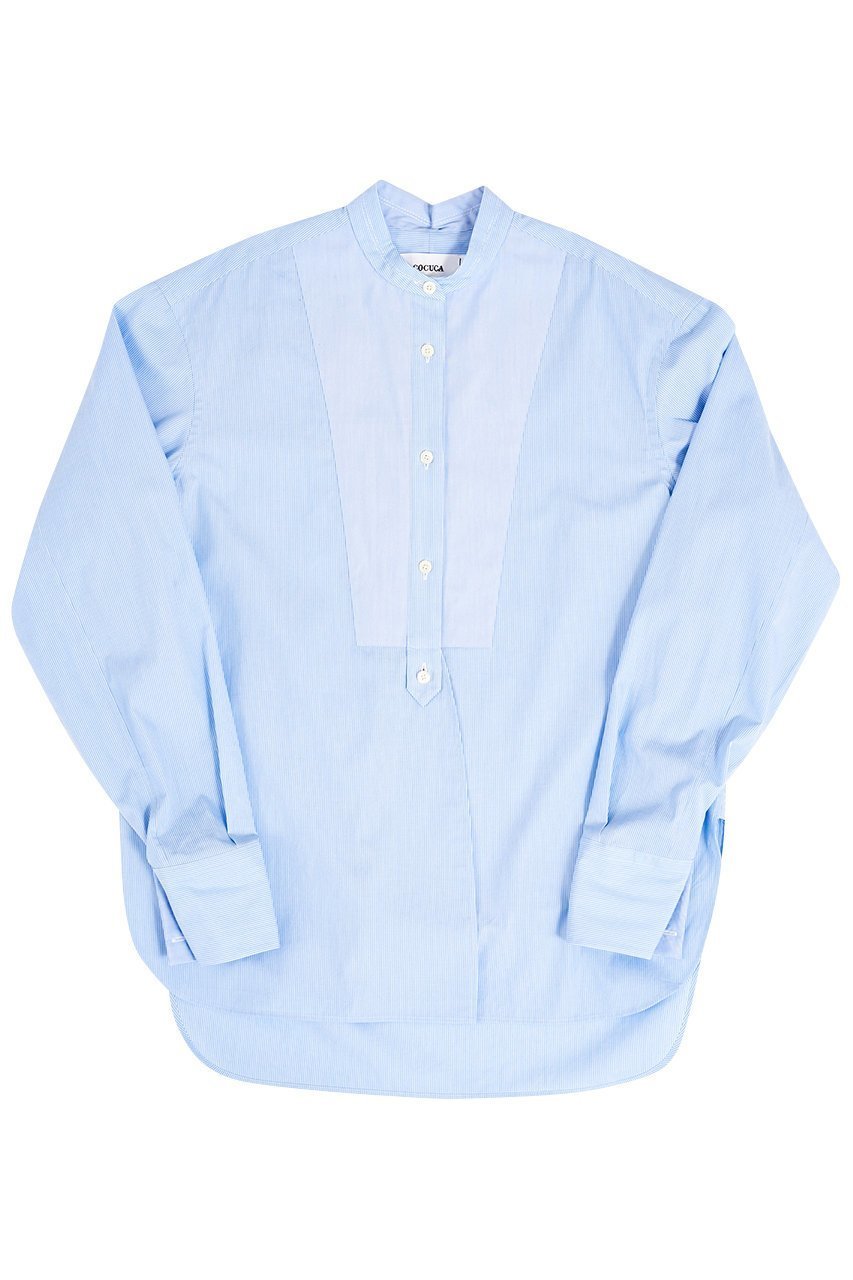 【ザ ストア バイ シー/THE STORE by C】のタキシードシャツ インテリア・キッズ・メンズ・レディースファッション・服の通販 founy(ファニー) 　ファッション　Fashion　レディースファッション　WOMEN　トップス・カットソー　Tops/Tshirt　シャツ/ブラウス　Shirts/Blouses　インナー　Inner　カフス　Cuffs　ジャケット　Jacket　ストライプ　Stripe　スリーブ　Sleeve　ベーシック　Basic　ロング　Long　無地　Plain Color　サックスブルー|ID: prp329100004577708 ipo3291000000032424281