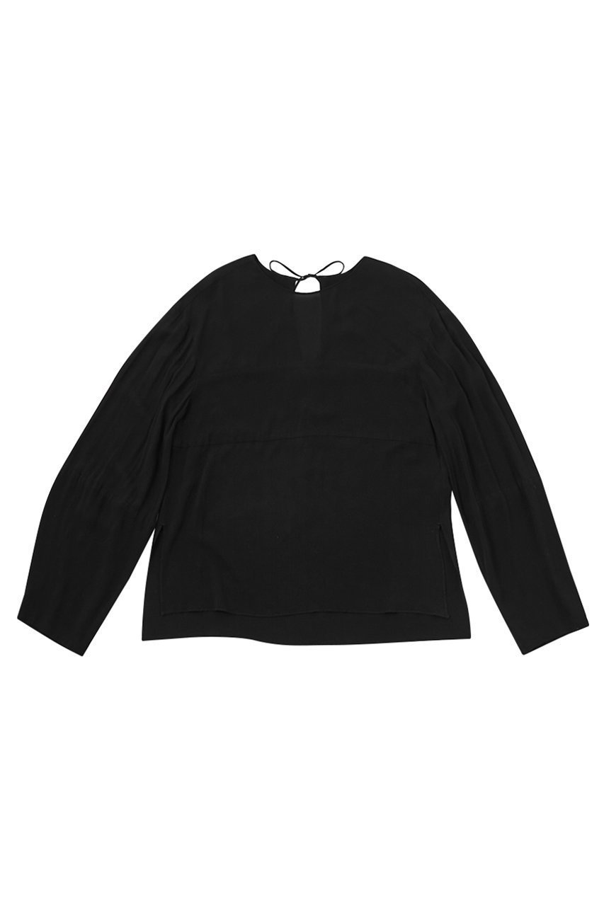 【ザ ストア バイ シー/THE STORE by C】の製品染めブラウス インテリア・キッズ・メンズ・レディースファッション・服の通販 founy(ファニー) 　ファッション　Fashion　レディースファッション　Fashion for Women　トップス・カットソー　Cut & Sew Tops　シャツ・ブラウス・オフィスカジュアル　Elegant Blouses & Button-Ups　シンプル　Simple, Minimal　スリーブ　Sleeve, Long Sleeve / Short Sleeve　リボン　Ribbon, Bow　ロング　Long, Long-Length　ブラック|ID: prp329100004577720 ipo3291000000032908197
