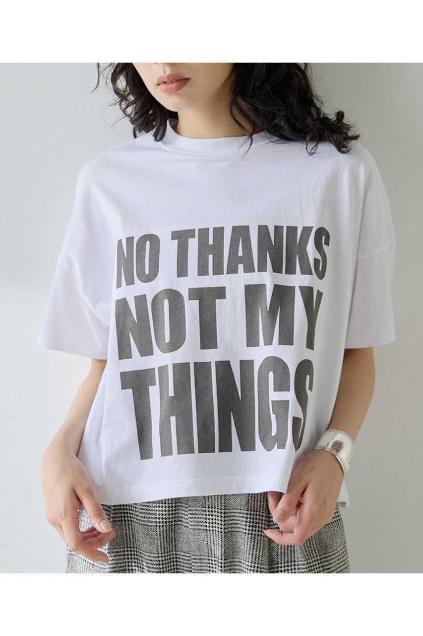 【ウィムガゼット/Whim Gazette】のNO THANKS ロゴTシャツ インテリア・キッズ・メンズ・レディースファッション・服の通販 founy(ファニー) 　ファッション　Fashion　レディースファッション　WOMEN　トップス・カットソー　Tops/Tshirt　シャツ/ブラウス　Shirts/Blouses　ロング / Tシャツ　T-Shirts　カットソー　Cut and Sewn　おすすめ　Recommend　コンパクト　Compact　ショート　Short　スラックス　Slacks　スリーブ　Sleeve　フロント　Front　プリント　Print　ベーシック　Basic　ボトム　Bottom　ロング　Long　NEW・新作・新着・新入荷　New Arrivals　オフホワイト|ID: prp329100004577737 ipo3291000000032424473