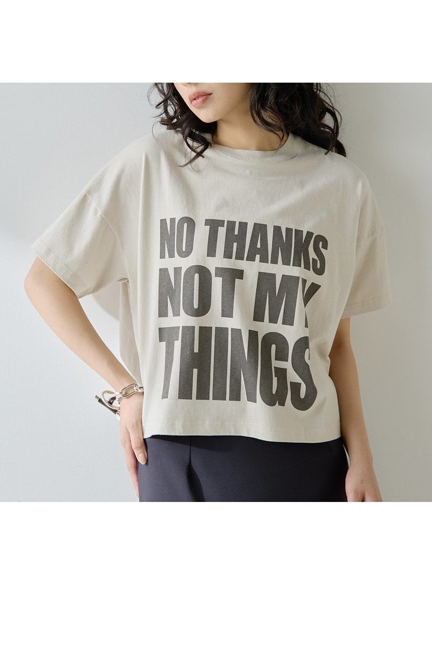 【ウィムガゼット/Whim Gazette】のNO THANKS ロゴTシャツ インテリア・キッズ・メンズ・レディースファッション・服の通販 founy(ファニー) 　ファッション　Fashion　レディースファッション　WOMEN　トップス・カットソー　Tops/Tshirt　シャツ/ブラウス　Shirts/Blouses　ロング / Tシャツ　T-Shirts　カットソー　Cut and Sewn　おすすめ　Recommend　コンパクト　Compact　ショート　Short　スラックス　Slacks　スリーブ　Sleeve　フロント　Front　プリント　Print　ベーシック　Basic　ボトム　Bottom　ロング　Long　NEW・新作・新着・新入荷　New Arrivals　ライトベージュ|ID: prp329100004577737 ipo3291000000032424474