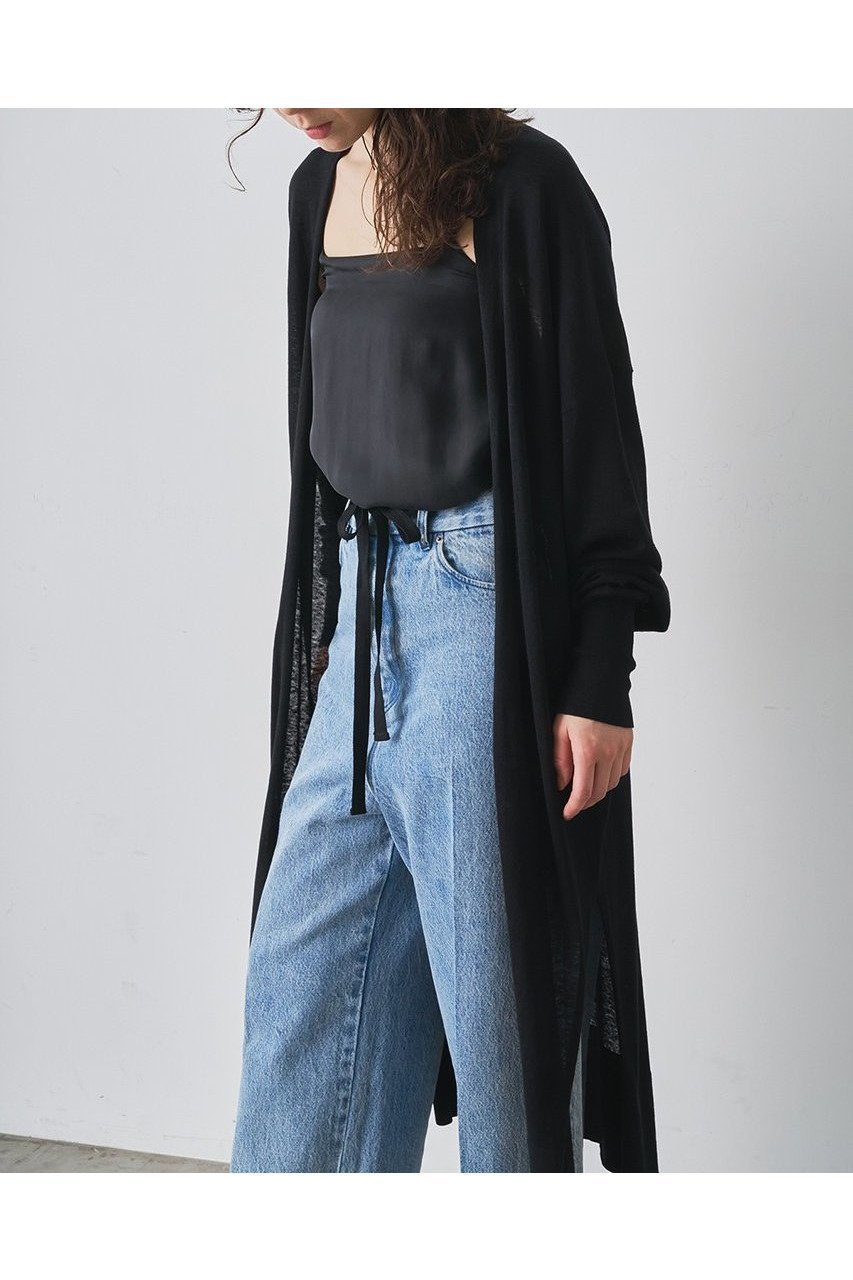 【ウィムガゼット/Whim Gazette】のリネンシルクロングカーディガン インテリア・キッズ・メンズ・レディースファッション・服の通販 founy(ファニー) 　ファッション　Fashion　レディースファッション　WOMEN　トップス・カットソー　Tops/Tshirt　ニット　Knit Tops　カーディガン　Cardigans　おすすめ　Recommend　アンサンブル　Ensemble　カーディガン　Cardigan　サマー　Summer　シルク　Silk　スリット　Slit　ベーシック　Basic　リネン　Linen　リラックス　Relax　ロング　Long　エレガント 上品　Elegant　夏　Summer　NEW・新作・新着・新入荷　New Arrivals　ブラック|ID: prp329100004577743 ipo3291000000032424527