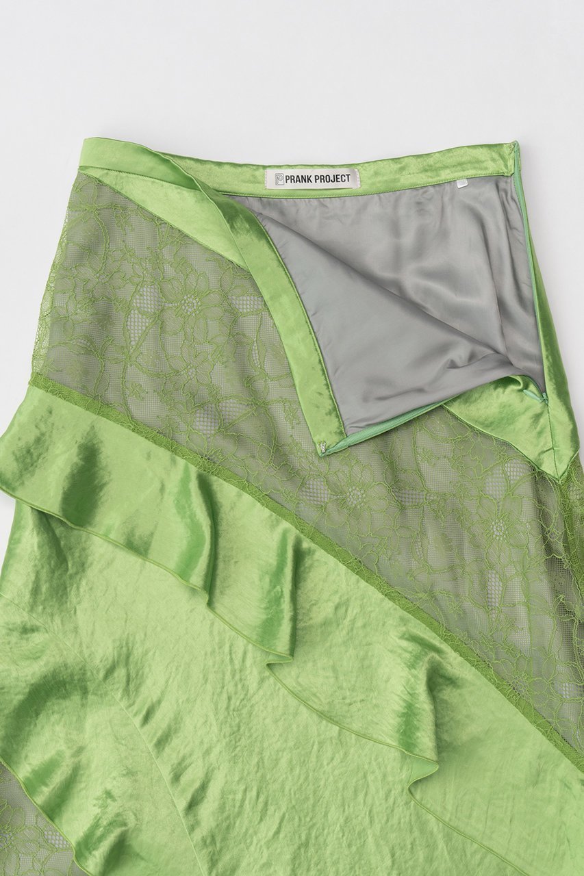 【プランク プロジェクト/PRANK PROJECT】のサテンラッフルスカート/Satin Ruffle Skirt 人気、トレンドファッション・服の通販 founy(ファニー) 　ファッション　Fashion　レディースファッション　Fashion for Women　スカート　Skirts　ロングスカート　Long Skirts / Maxi & Midi Skirts　おすすめ　Recommended / Our Picks　コンビ　Combo, Combination Style　サテン　Satin, Glossy Fabric　ダウン　Down, Puffer　フリル　Frill, Ruffle　ラッフル　Ruffle, Frill　レース　Lace, Lace Fabric　ロング　Long, Long-Length　other-6|ID: prp329100004577762 ipo3291000000032932016