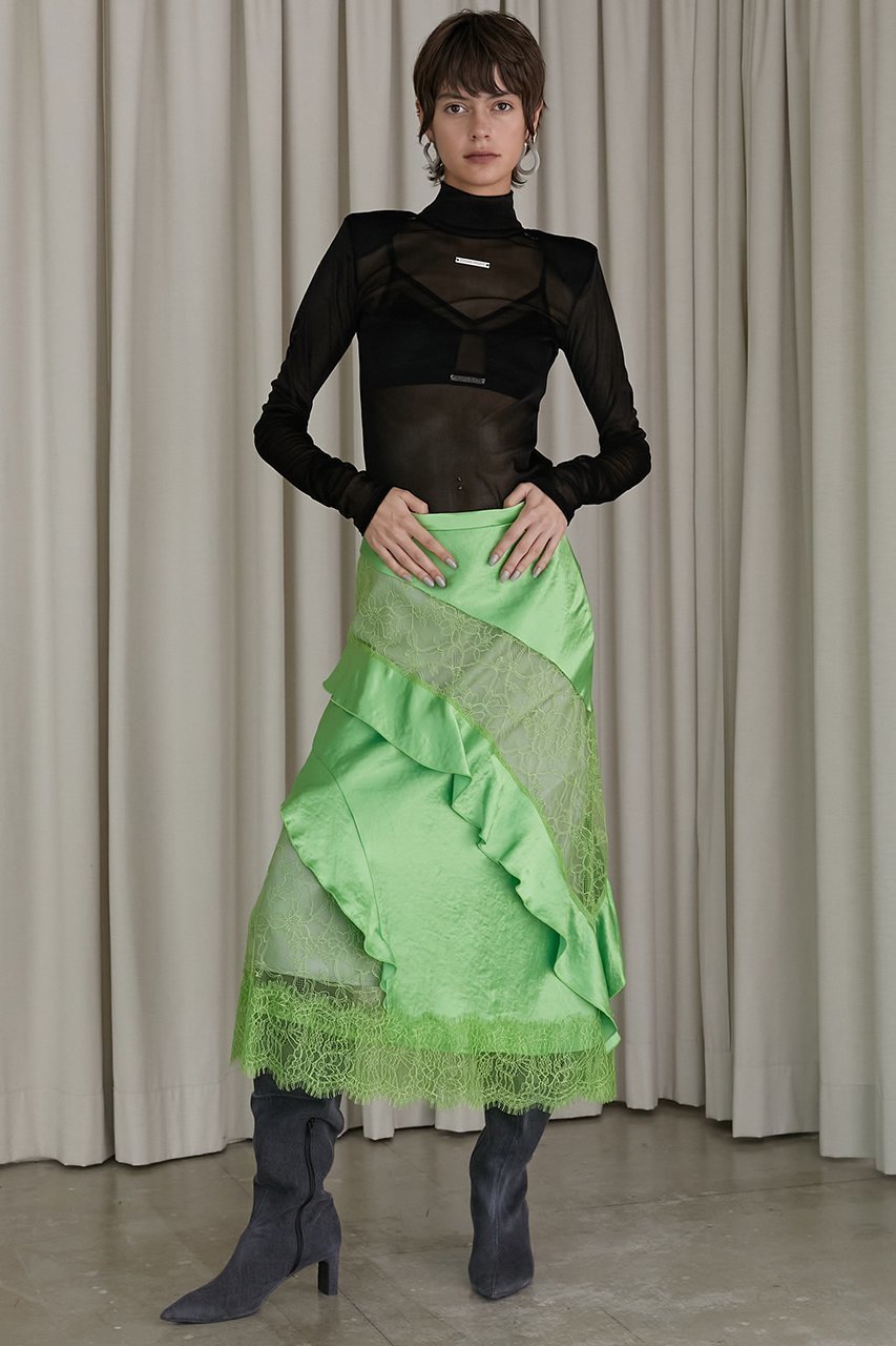 【プランク プロジェクト/PRANK PROJECT】のサテンラッフルスカート/Satin Ruffle Skirt 人気、トレンドファッション・服の通販 founy(ファニー) 　ファッション　Fashion　レディースファッション　Fashion for Women　スカート　Skirts　ロングスカート　Long Skirts / Maxi & Midi Skirts　おすすめ　Recommended / Our Picks　コンビ　Combo, Combination Style　サテン　Satin, Glossy Fabric　ダウン　Down, Puffer　フリル　Frill, Ruffle　ラッフル　Ruffle, Frill　レース　Lace, Lace Fabric　ロング　Long, Long-Length　other-7|ID: prp329100004577762 ipo3291000000032932026