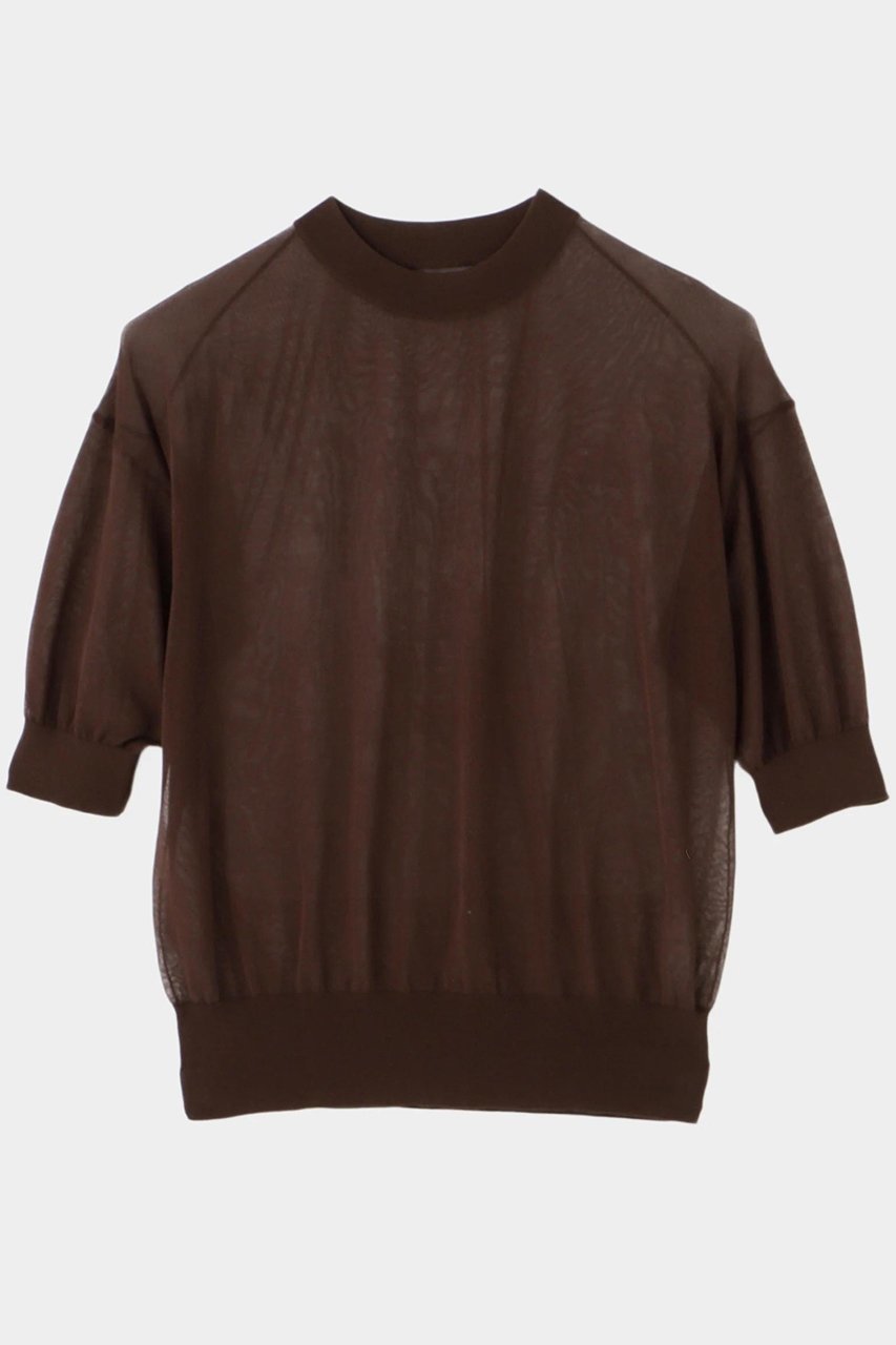 【ル フィル/LE PHIL】のハーフスリーブシアーニット インテリア・キッズ・メンズ・レディースファッション・服の通販 founy(ファニー) 　ファッション　Fashion　レディースファッション　WOMEN　トップス・カットソー　Tops/Tshirt　ニット　Knit Tops　プルオーバー　Pullover　インナー　Inner　シアー　Sheer　スタンダード　Standard　夏　Summer　ブラウン|ID: prp329100004577777 ipo3291000000032424852