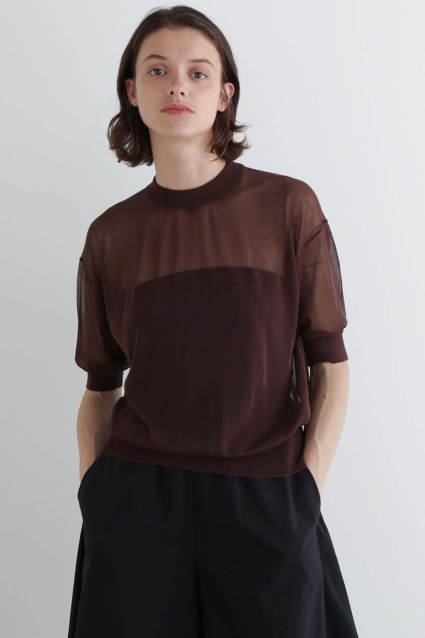 【ル フィル/LE PHIL】のハーフスリーブシアーニット 人気、トレンドファッション・服の通販 founy(ファニー) 　ファッション　Fashion　レディースファッション　WOMEN　トップス・カットソー　Tops/Tshirt　ニット　Knit Tops　プルオーバー　Pullover　インナー　Inner　シアー　Sheer　スタンダード　Standard　夏　Summer　other-2|ID: prp329100004577777 ipo3291000000032424853