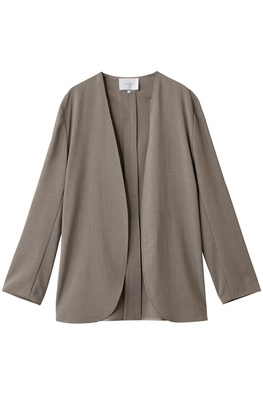 【ベイジ,/BEIGE,】のBATEAU(バトー)/ボタンレスノーカラジャケット インテリア・キッズ・メンズ・レディースファッション・服の通販 founy(ファニー) 　ファッション　Fashion　レディースファッション　Fashion for Women　アウター　Coat / Outerwear Collection　レディースジャケット・軽アウター　Jackets　2025年　2025　2025-2026秋冬・A/W　Autumn/Winter 2025–26 AW25–26　インナー　Innerwear　ジャケット　Jacket, Outerwear　リラックス　Relax, Relaxed Fit　夏　Summer　A/W・秋冬　Autumn/Winter　Taupe|ID: prp329100004577785 ipo3291000000032424922