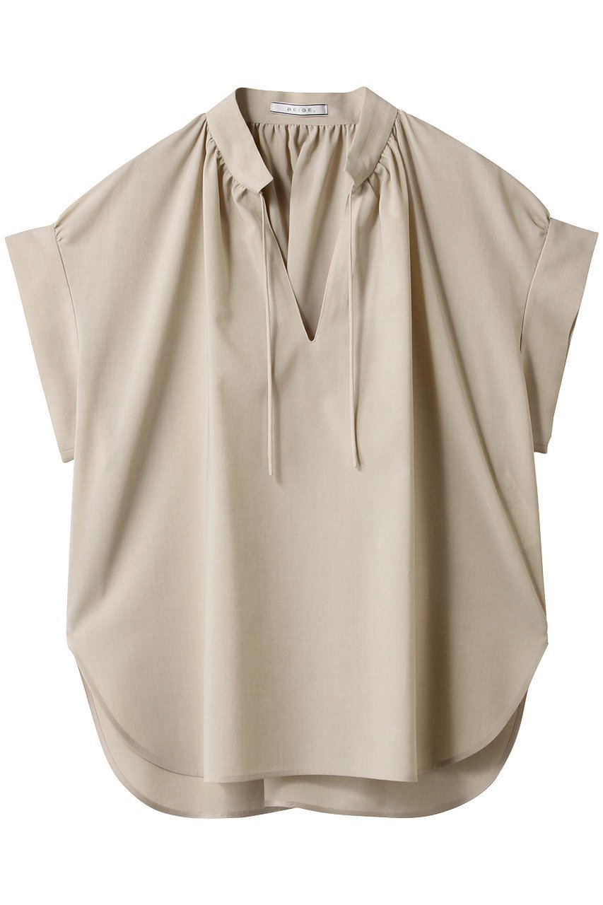【ベイジ,/BEIGE,】のBATEAU(バトー)/Vネックバックギャザーハーフスリーブブラウス インテリア・キッズ・メンズ・レディースファッション・服の通販 founy(ファニー) 　ファッション　Fashion　レディースファッション　WOMEN　トップス・カットソー　Tops/Tshirt　シャツ/ブラウス　Shirts/Blouses　Vネック　V-Neck　バッグ　Bag　2025年　2025　ギャザー　Gather　ショート　Short　シンプル　Simple　スリーブ　Sleeve　A/W・秋冬　Aw・Autumn/Winter・Fw・Fall-Winter　ビジネス 仕事 通勤　Business　Beige|ID: prp329100004577787 ipo3291000000032424942