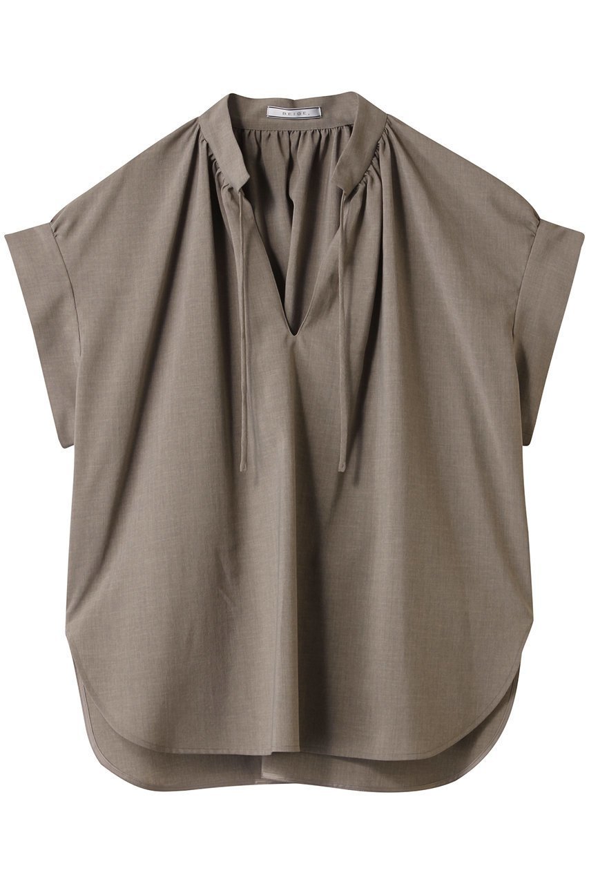 【ベイジ,/BEIGE,】のBATEAU(バトー)/Vネックバックギャザーハーフスリーブブラウス インテリア・キッズ・メンズ・レディースファッション・服の通販 founy(ファニー) 　ファッション　Fashion　レディースファッション　WOMEN　トップス・カットソー　Tops/Tshirt　シャツ/ブラウス　Shirts/Blouses　Vネック　V-Neck　バッグ　Bag　2025年　2025　ギャザー　Gather　ショート　Short　シンプル　Simple　スリーブ　Sleeve　A/W・秋冬　Aw・Autumn/Winter・Fw・Fall-Winter　ビジネス 仕事 通勤　Business　Taupe|ID: prp329100004577787 ipo3291000000032424943