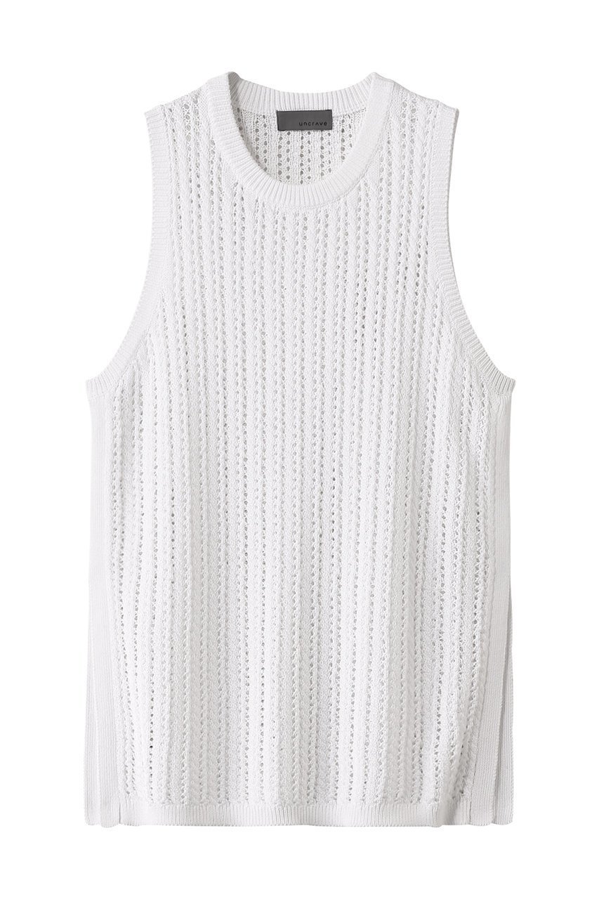 【アンクレイヴ/uncrave】のシースルーケーブルニット ノースリーブトップス 人気、トレンドファッション・服の通販 founy(ファニー) 　ファッション　Fashion　レディースファッション　Fashion for Women　トップス・カットソー　Cut & Sew Tops　ニット　Knit Tops & Sweaters　キャミソール&ノースリーブ　Camisoles & Sleeveless Tops　カジュアルプルオーバー・ニットトップス　Pullovers & Knit Tops / Casual Pullovers　なめらか　Smooth, Silky Texture　サマー　Summer, Summer Style　フェミニン　Feminine, Girly　 other-1|ID: prp329100004577802 ipo3291000000035661360