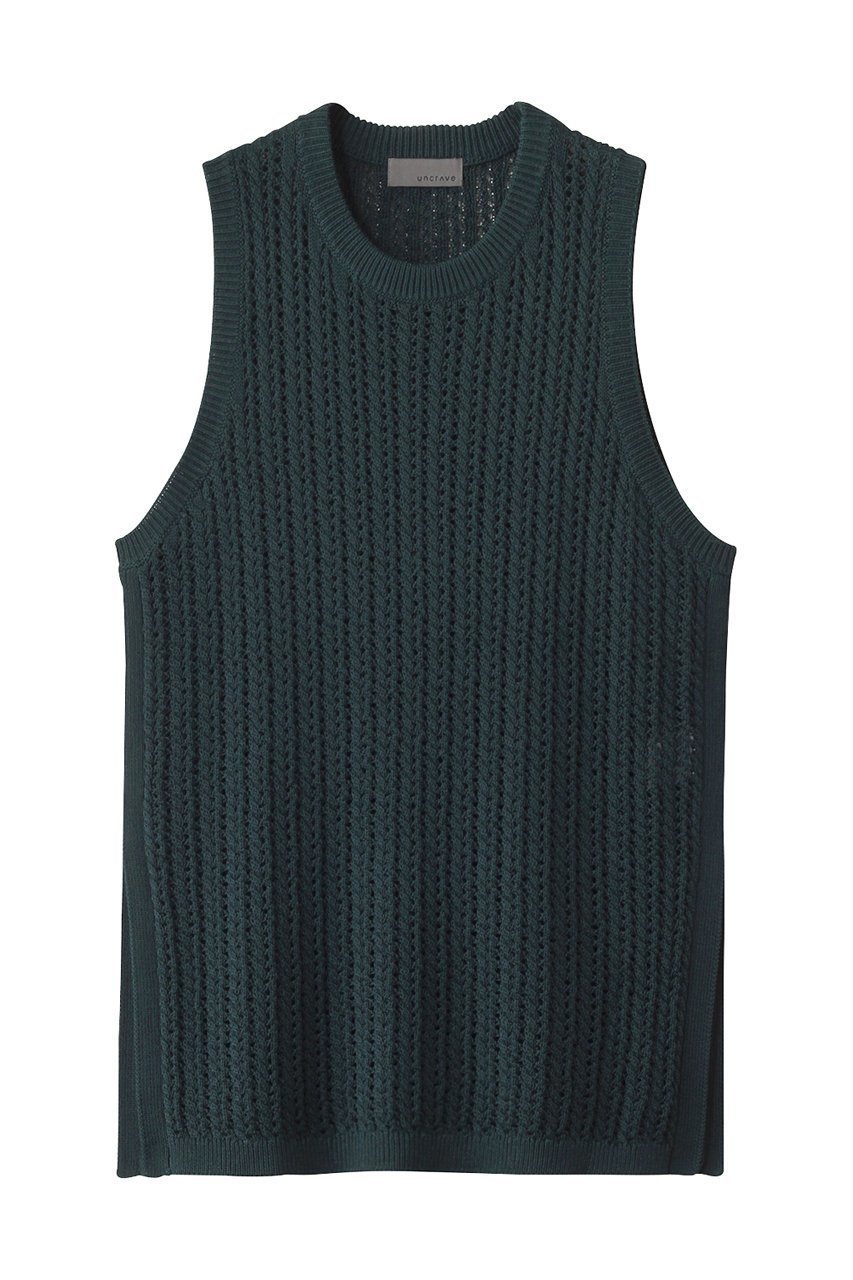 【アンクレイヴ/uncrave】のシースルーケーブルニット ノースリーブトップス インテリア・キッズ・メンズ・レディースファッション・服の通販 founy(ファウニー) 　ファッション　Fashion　レディースファッション　Fashion for Women　トップス・カットソー　Cut & Sew Tops　ニット　Knit Tops & Sweaters　キャミソール&ノースリーブ　Camisoles & Sleeveless Tops　カジュアルプルオーバー・ニットトップス　Pullovers & Knit Tops / Casual Pullovers　なめらか　Smooth, Silky Texture　サマー　Summer, Summer Style　フェミニン　Feminine, Girly　ビリジアングリーン|ID: prp329100004577802 ipo3291000000036906229