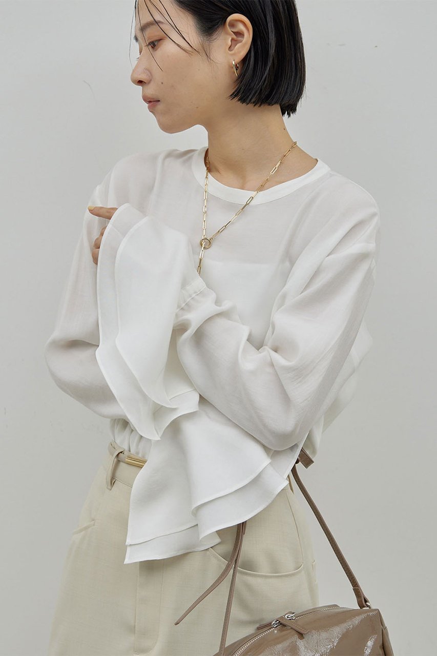 【ガリャルダガランテ/GALLARDAGALANTE】のラッフルカフスブラウス 人気、トレンドファッション・服の通販 founy(ファニー) 　ファッション　Fashion　レディースファッション　WOMEN　トップス・カットソー　Tops/Tshirt　シャツ/ブラウス　Shirts/Blouses　おすすめ　Recommend　オケージョン　Occasion　カーディガン　Cardigan　ジャケット　Jacket　スリーブ　Sleeve　フェミニン　Feminine　フリル　Frills　ベーシック　Basic　ロング　Long　 other-1|ID: prp329100004578706 ipo3291000000032434836