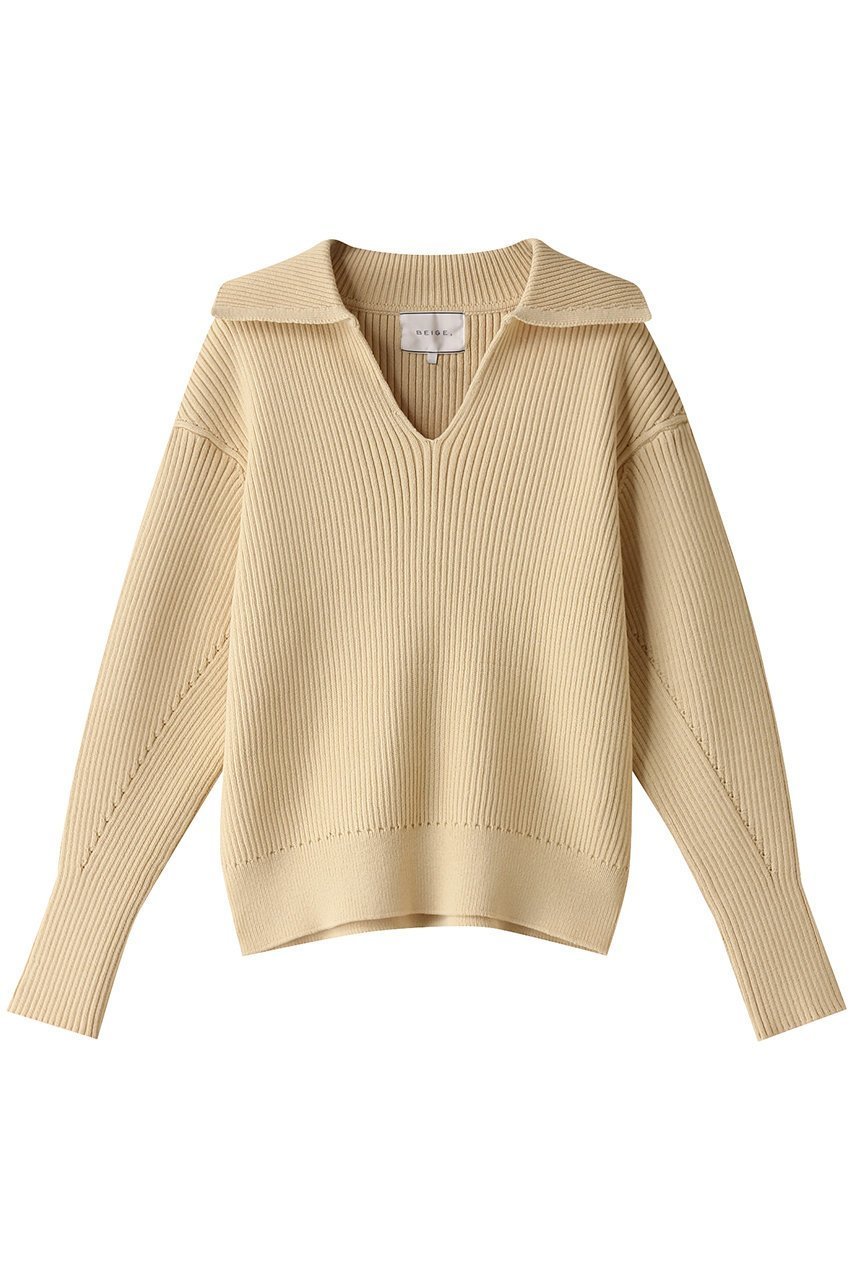 【ベイジ,/BEIGE,】のTHURET(チュレ)/リブニットトップス 人気、トレンドファッション・服の通販 founy(ファニー) 　ファッション　Fashion　レディースファッション　Fashion for Women　トップス・カットソー　Cut & Sew Tops　ニット　Knit Tops & Sweaters　カジュアルプルオーバー・ニットトップス　Pullovers & Knit Tops / Casual Pullovers　シンプル　Simple, Minimal　スリット　Slit, Slit Detail　デニム　Denim, Jeans Material　リブニット　Rib Knit, Ribbed Knit　ワイド　Wide, Wide Fit　 other-1|ID: prp329100004578737 ipo3291000000032959199