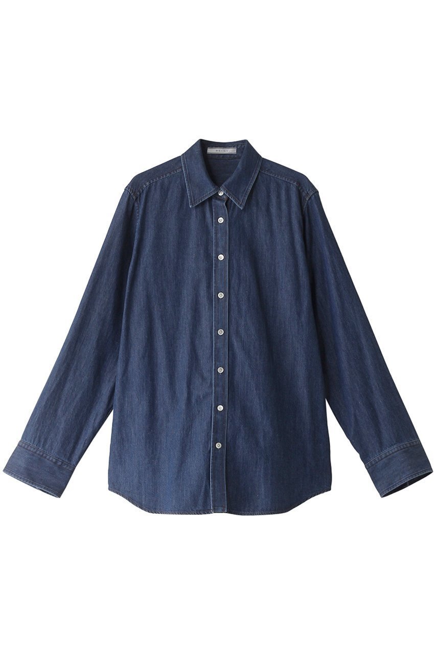【ベイジ,/BEIGE,】のDELAUP(ドロー)/ダンガリー風コットンデニムブラウス インテリア・キッズ・メンズ・レディースファッション・服の通販 founy(ファニー) 　ファッション　Fashion　レディースファッション　Fashion for Women　トップス・カットソー　Cut & Sew Tops　シャツ・ブラウス・オフィスカジュアル　Elegant Blouses & Button-Ups　スリーブ　Sleeve, Long Sleeve / Short Sleeve　ダンガリー　Dungaree, Chambray　デニム　Denim, Jeans Material　フォルム　Silhouette, Form　ロング　Long, Long-Length　定番　Standard, Basic Item　羽織　Haori, Light Jacket　Indigo|ID: prp329100004578752 ipo3291000000035333368