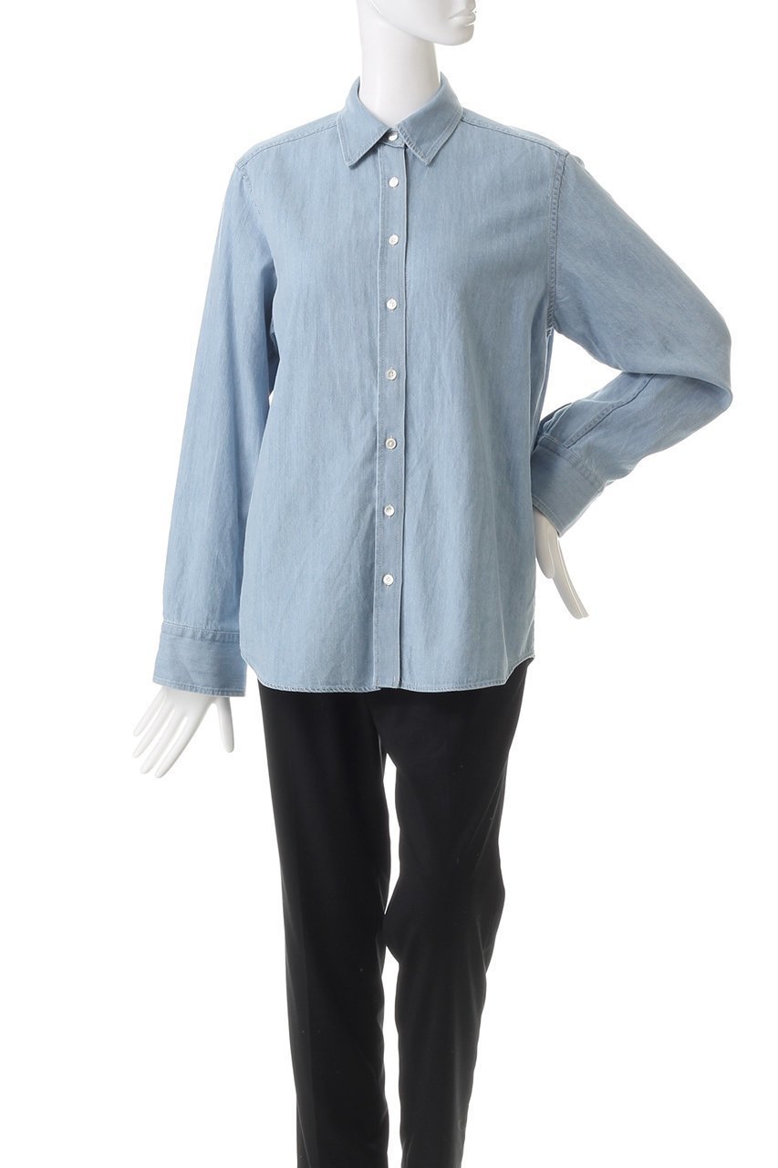 【ベイジ,/BEIGE,】のDELAUP(ドロー)/ダンガリー風コットンデニムブラウス 人気、トレンドファッション・服の通販 founy(ファニー) 　ファッション　Fashion　レディースファッション　Fashion for Women　トップス・カットソー　Cut & Sew Tops　シャツ・ブラウス・オフィスカジュアル　Elegant Blouses & Button-Ups　スリーブ　Sleeve, Long Sleeve / Short Sleeve　ダンガリー　Dungaree, Chambray　デニム　Denim, Jeans Material　フォルム　Silhouette, Form　ロング　Long, Long-Length　定番　Standard, Basic Item　羽織　Haori, Light Jacket　other-2|ID: prp329100004578752 ipo3291000000035399342