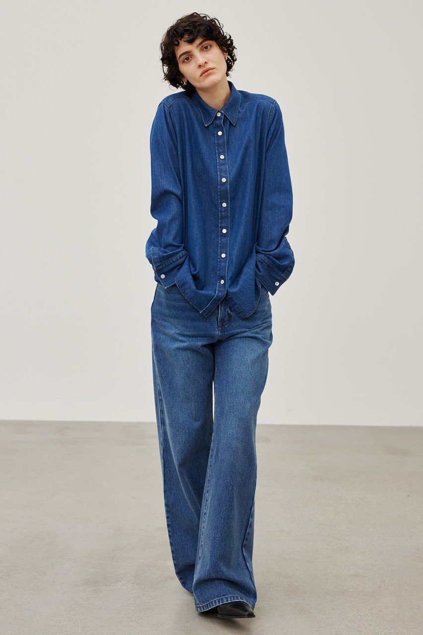 【ベイジ,/BEIGE,】のDELAUP(ドロー)/ダンガリー風コットンデニムブラウス 人気、トレンドファッション・服の通販 founy(ファニー) 　ファッション　Fashion　レディースファッション　Fashion for Women　トップス・カットソー　Cut & Sew Tops　シャツ・ブラウス・オフィスカジュアル　Elegant Blouses & Button-Ups　スリーブ　Sleeve, Long Sleeve / Short Sleeve　ダンガリー　Dungaree, Chambray　デニム　Denim, Jeans Material　フォルム　Silhouette, Form　ロング　Long, Long-Length　定番　Standard, Basic Item　羽織　Haori, Light Jacket　other-6|ID: prp329100004578752 ipo3291000000035399346