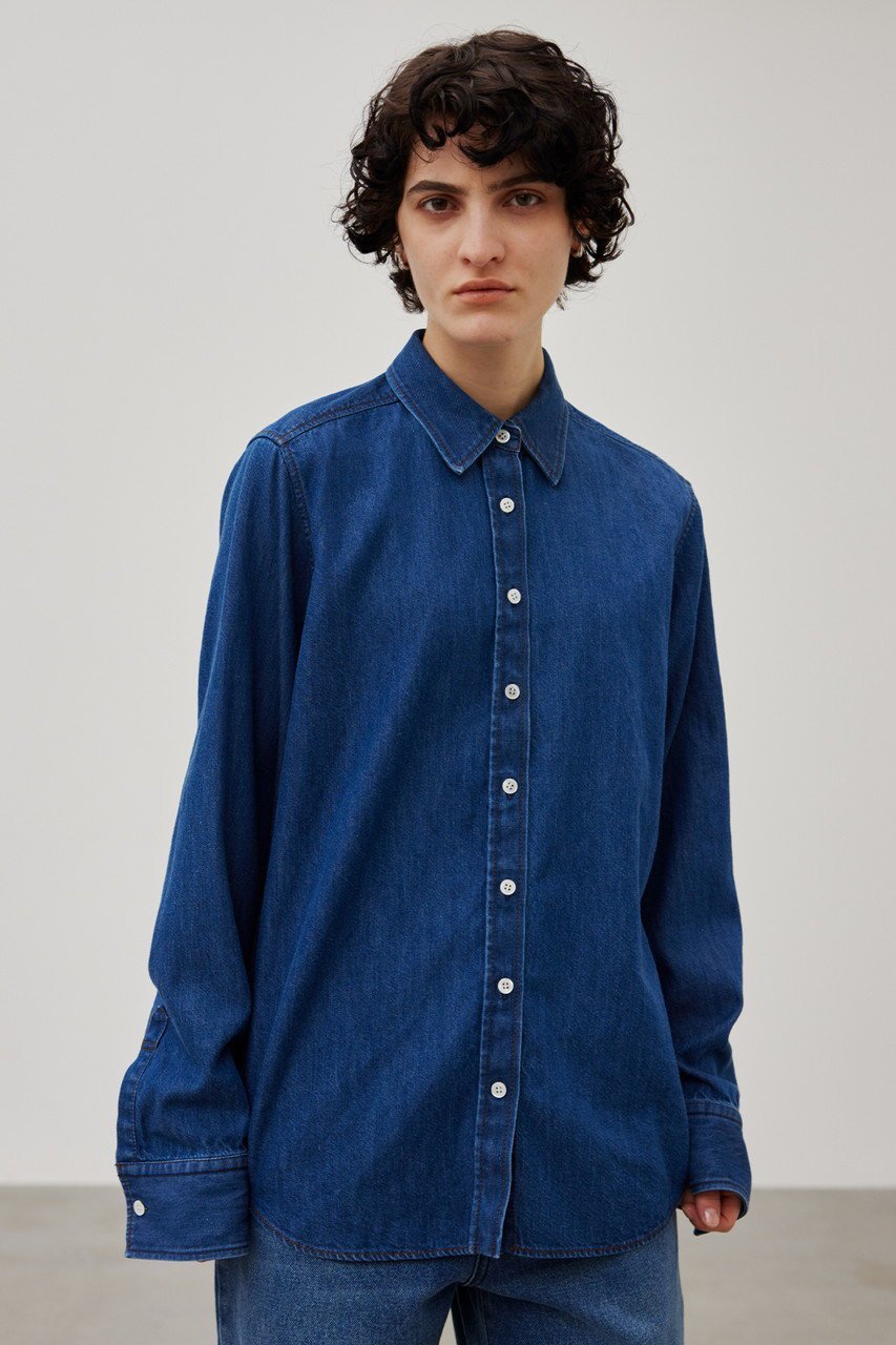 【ベイジ,/BEIGE,】のDELAUP(ドロー)/ダンガリー風コットンデニムブラウス 人気、トレンドファッション・服の通販 founy(ファニー) 　ファッション　Fashion　レディースファッション　Fashion for Women　トップス・カットソー　Cut & Sew Tops　シャツ・ブラウス・オフィスカジュアル　Elegant Blouses & Button-Ups　スリーブ　Sleeve, Long Sleeve / Short Sleeve　ダンガリー　Dungaree, Chambray　デニム　Denim, Jeans Material　フォルム　Silhouette, Form　ロング　Long, Long-Length　定番　Standard, Basic Item　羽織　Haori, Light Jacket　other-7|ID: prp329100004578752 ipo3291000000035399347