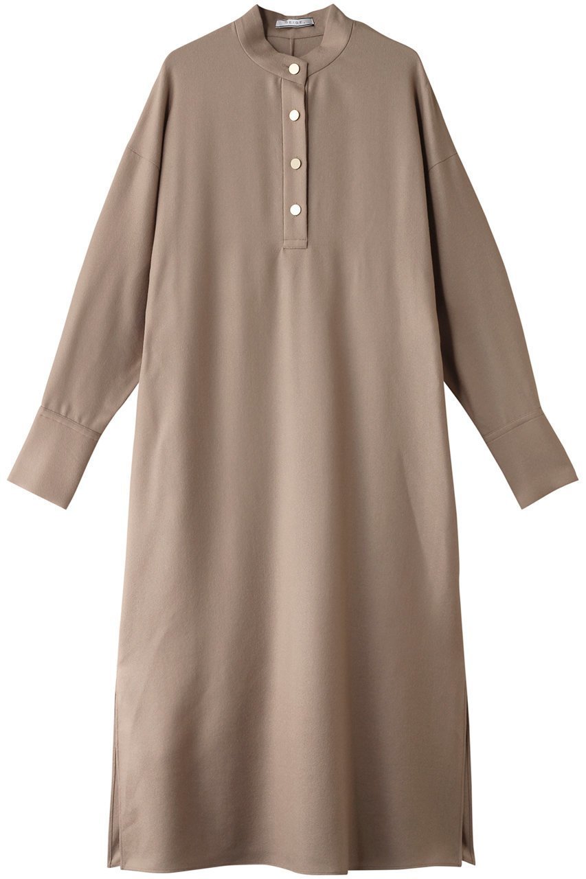 【ベイジ,/BEIGE,】のTERNES(テルヌ)/ドルマンスリーブウールワンピース インテリア・キッズ・メンズ・レディースファッション・服の通販 founy(ファニー) 　ファッション　Fashion　レディースファッション　Fashion for Women　ワンピース　Dresses　チュニック　Tunic Tops & Dresses　シェイプ　Shape, Slim Fit　チュニック　Tunic, Long Top　ドレープ　Drape, Draping Fabric　ハイネック　High Neck, Mock Neck　メタル　Metal, Metal Parts　ロング　Long, Long-Length　Milk tea|ID: prp329100004578768 ipo3291000000032889482