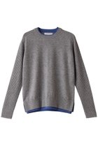 【ベイジ,/BEIGE,】のPOMPE(ポンプ)/ウールカシミヤクルーネックニット L Gray×Sax|ID: prp329100004578773 ipo3291000000032435485
