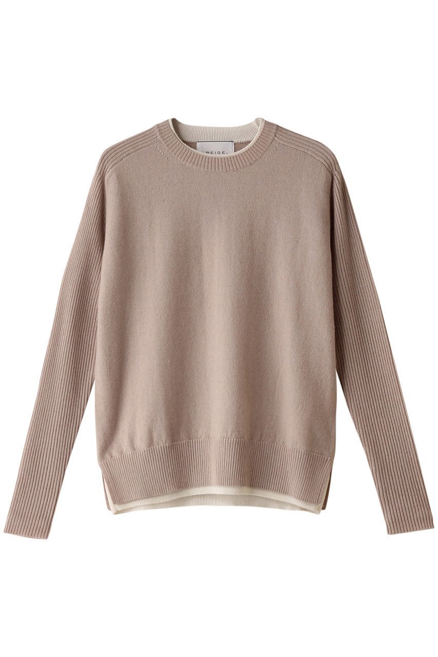 【ベイジ,/BEIGE,】のPOMPE(ポンプ)/ウールカシミヤクルーネックニット インテリア・キッズ・メンズ・レディースファッション・服の通販 founy(ファニー) 　ファッション　Fashion　レディースファッション　Ladies' Fashion Online　トップス・カットソー　Tops/Tshirt　ニット　Knit Tops　プルオーバー　Pullover　カシミヤ　Cashmere　シンプル　Simple　バランス　Balance　A/W・秋冬　Aw・Autumn/Winter・Fw・Fall-Winter　ビジネス 仕事 通勤　Business　Taupe×Ecru|ID: prp329100004578773 ipo3291000000032435487