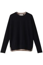【ベイジ,/BEIGE,】のPOMPE(ポンプ)/ウールカシミヤクルーネックニット Navy×Taupe|ID: prp329100004578773 ipo3291000000032435488
