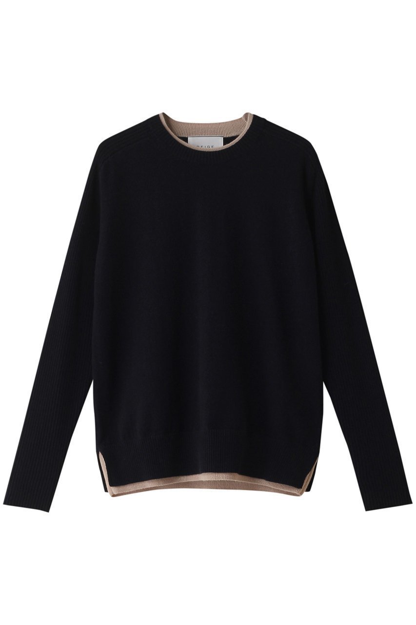 【ベイジ,/BEIGE,】のPOMPE(ポンプ)/ウールカシミヤクルーネックニット インテリア・キッズ・メンズ・レディースファッション・服の通販 founy(ファニー) 　ファッション　Fashion　レディースファッション　Ladies' Fashion Online　トップス・カットソー　Tops/Tshirt　ニット　Knit Tops　プルオーバー　Pullover　カシミヤ　Cashmere　シンプル　Simple　バランス　Balance　A/W・秋冬　Aw・Autumn/Winter・Fw・Fall-Winter　ビジネス 仕事 通勤　Business　Navy×Taupe|ID: prp329100004578773 ipo3291000000032435488
