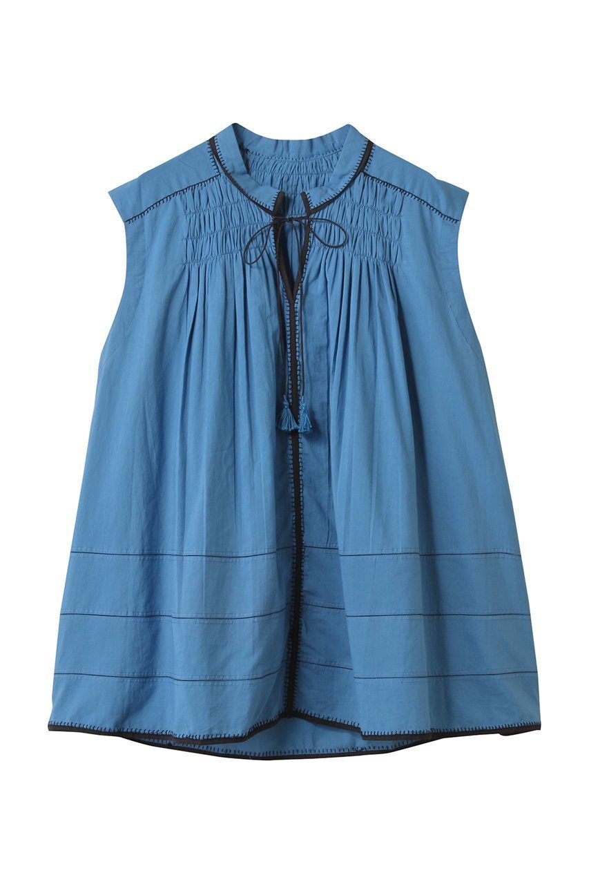 【ハウス オブ ロータス/HOUSE OF LOTUS】のコットンハンドステッチブラウス インテリア・キッズ・メンズ・レディースファッション・服の通販 founy(ファニー) 　ファッション　Fashion　レディースファッション　WOMEN　トップス・カットソー　Tops/Tshirt　キャミソール / ノースリーブ　No Sleeves　シャツ/ブラウス　Shirts/Blouses　インド　India　ギャザー　Gather　ノースリーブ　No Sleeve　ハンド　Hand　バランス　Balance　パイピング　Piping　NEW・新作・新着・新入荷　New Arrivals　ブルー|ID: prp329100004578784 ipo3291000000032435598