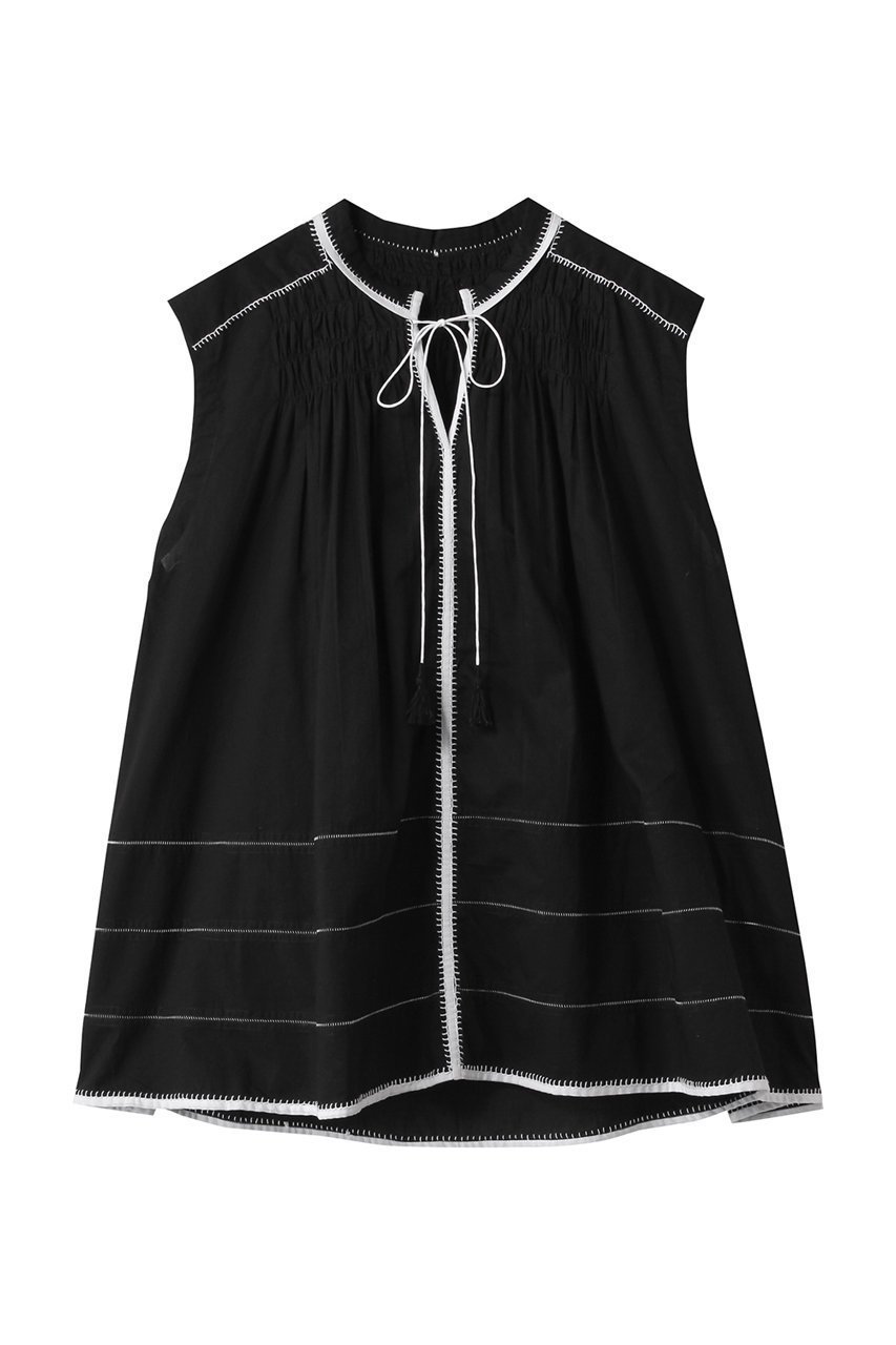 【ハウス オブ ロータス/HOUSE OF LOTUS】のコットンハンドステッチブラウス インテリア・キッズ・メンズ・レディースファッション・服の通販 founy(ファニー) 　ファッション　Fashion　レディースファッション　WOMEN　トップス・カットソー　Tops/Tshirt　キャミソール / ノースリーブ　No Sleeves　シャツ/ブラウス　Shirts/Blouses　インド　India　ギャザー　Gather　ノースリーブ　No Sleeve　ハンド　Hand　バランス　Balance　パイピング　Piping　NEW・新作・新着・新入荷　New Arrivals　ブラック|ID: prp329100004578784 ipo3291000000032435599