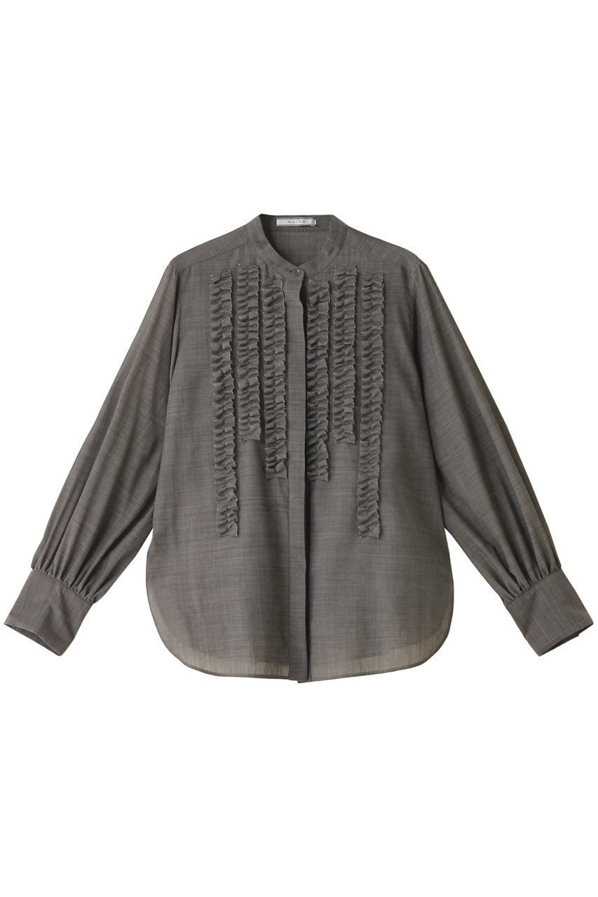 【ベイジ,/BEIGE,】のMOYE(モイエ)/フリルブラウス インテリア・キッズ・メンズ・レディースファッション・服の通販 founy(ファニー) 　ファッション　Fashion　レディースファッション　Ladies' Fashion Online　トップス・カットソー　Tops/Tshirt　シャツ/ブラウス　Shirts/Blouses　インナー　Inner　カフス　Cuffs　ジャケット　Jacket　スリーブ　Sleeve　フリル　Frills　ロング　Long　C Gray|ID: prp329100004578790 ipo3291000000032435654
