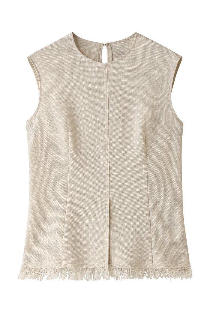 【ベイジ,/BEIGE,】のCANNET(カネ)/ノースリーブブラウス インテリア・キッズ・メンズ・レディースファッション・服の通販 founy(ファニー) https://founy.com/ ファッション Fashion レディースファッション Fashion for Women トップス・カットソー Cut & Sew Tops キャミソール&ノースリーブ Camisoles & Sleeveless Tops シャツ・ブラウス・オフィスカジュアル Elegant Blouses & Button-Ups おすすめ Recommended / Our Picks シェイプ Shape, Slim Fit スリット Slit, Slit Detail セットアップ Set-Up, Coordinated Outfit デニム Denim, Jeans Material ノースリーブ Sleeveless, No-Sleeve フリンジ Fringe, Tassel エレガント 上品 Elegant ビジネス 仕事 通勤 Business / Work / Commuting 夏 Summer 洗える Machine Washable |ID: prp329100004578823 ipo3291000000035064070