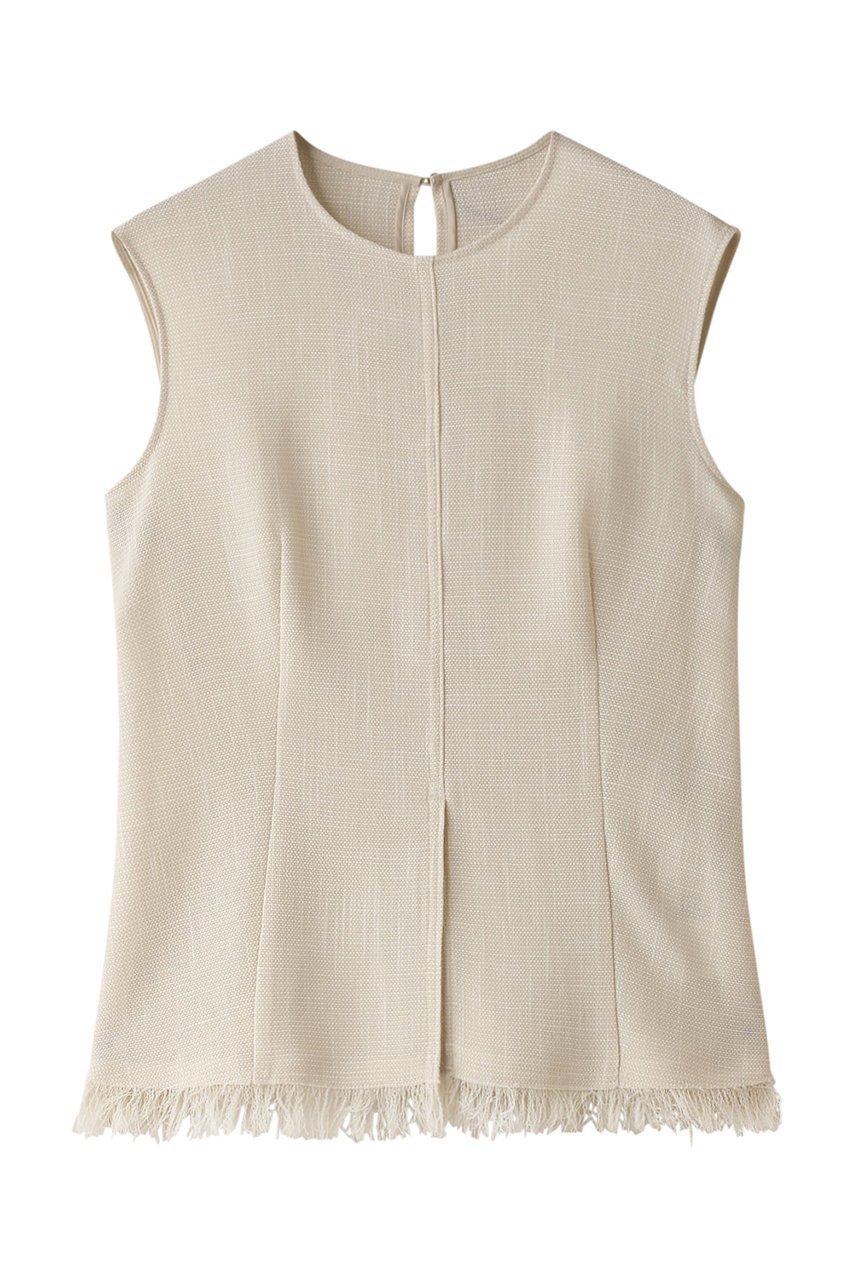 【ベイジ,/BEIGE,】のCANNET(カネ)/ノースリーブブラウス インテリア・キッズ・メンズ・レディースファッション・服の通販 founy(ファニー) 　ファッション　Fashion　レディースファッション　Fashion for Women　トップス・カットソー　Cut & Sew Tops　キャミソール&ノースリーブ　Camisoles & Sleeveless Tops　シャツ・ブラウス・オフィスカジュアル　Elegant Blouses & Button-Ups　おすすめ　Recommended / Our Picks　シェイプ　Shape, Slim Fit　スリット　Slit, Slit Detail　セットアップ　Set-Up, Coordinated Outfit　デニム　Denim, Jeans Material　ノースリーブ　Sleeveless, No-Sleeve　フリンジ　Fringe, Tassel　エレガント 上品　Elegant　ビジネス 仕事 通勤　Business / Work / Commuting　夏　Summer　洗える　Machine Washable　Ecru|ID: prp329100004578823 ipo3291000000035064071