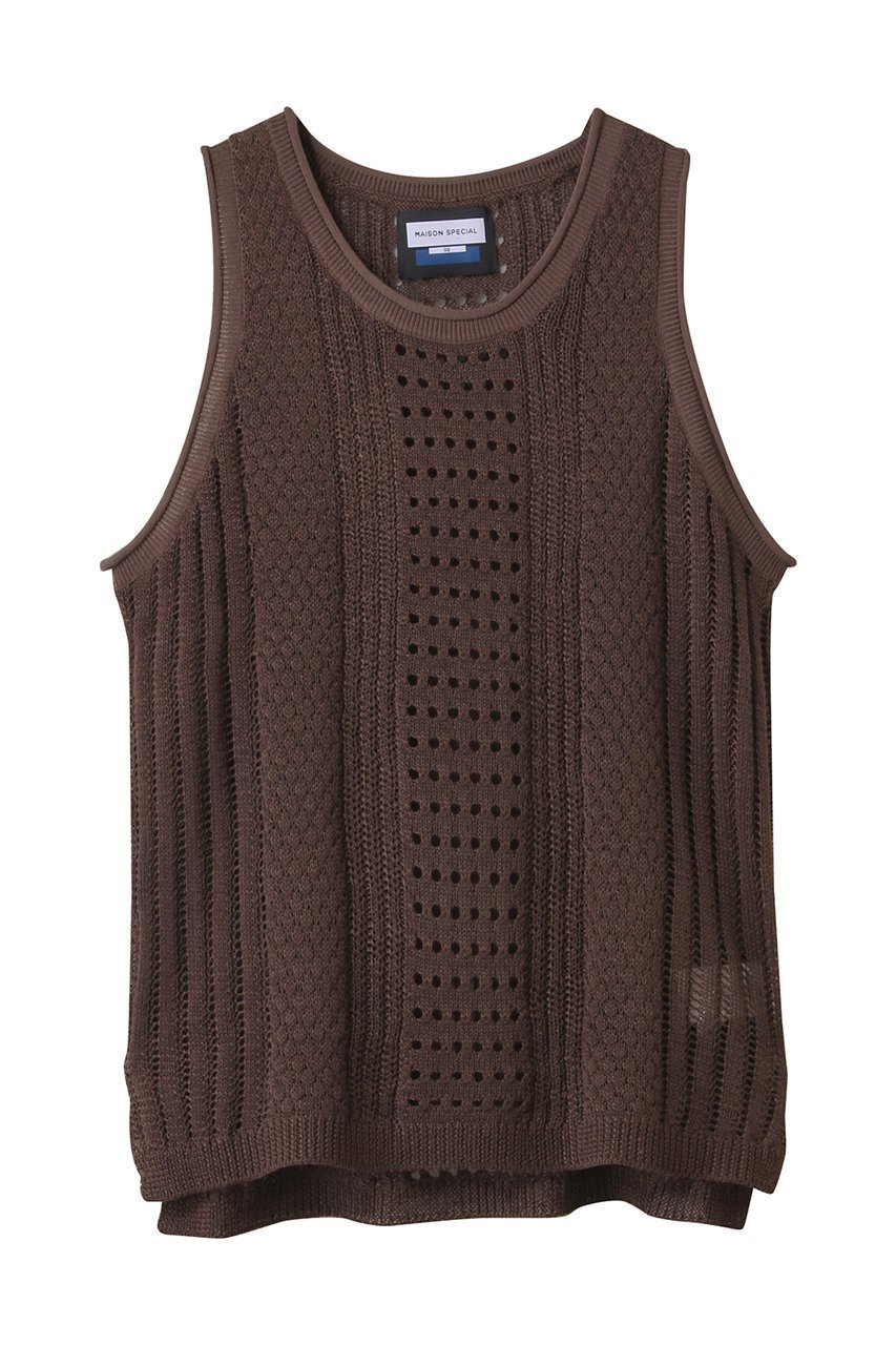 【メゾンスペシャル/MAISON SPECIAL】の【UNISEX】ニットタンクトップ インテリア・キッズ・メンズ・レディースファッション・服の通販 founy(ファニー) 　ファッション　Fashion　レディースファッション　Fashion for Women　トップス・カットソー　Cut & Sew Tops　ニット　Knit Tops & Sweaters　カジュアルプルオーバー・ニットトップス　Pullovers & Knit Tops / Casual Pullovers　ユニセックス　Unisex, Genderless　インナー　Innerwear　カットソー　Cut and Sewn Top　タンク　Tank Top, Sleeveless Top　ファブリック　Fabric, Textile　夏　Summer　BRN(ブラウン)|ID: prp329100004578830 ipo3291000000032513687
