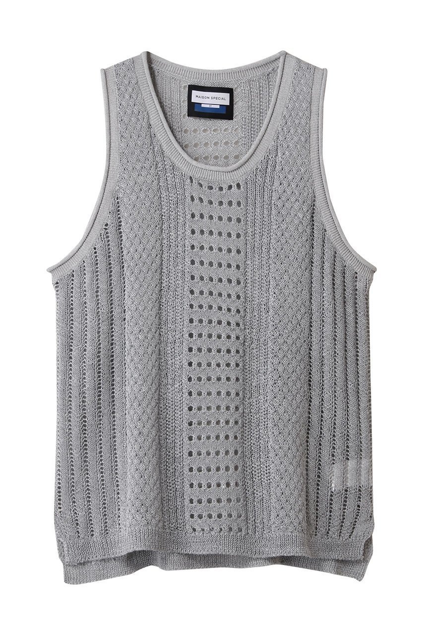 【メゾンスペシャル/MAISON SPECIAL】の【UNISEX】ニットタンクトップ インテリア・キッズ・メンズ・レディースファッション・服の通販 founy(ファニー) 　ファッション　Fashion　レディースファッション　Fashion for Women　トップス・カットソー　Cut & Sew Tops　ニット　Knit Tops & Sweaters　カジュアルプルオーバー・ニットトップス　Pullovers & Knit Tops / Casual Pullovers　ユニセックス　Unisex, Genderless　インナー　Innerwear　カットソー　Cut and Sewn Top　タンク　Tank Top, Sleeveless Top　ファブリック　Fabric, Textile　夏　Summer　GRY(グレー)|ID: prp329100004578830 ipo3291000000032513688