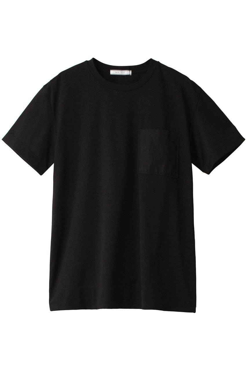 【ベイジ,/BEIGE,】のMOULINS(ムーラン)/ポケットTシャツ インテリア・キッズ・メンズ・レディースファッション・服の通販 founy(ファニー) 　ファッション　Fashion　レディースファッション　Fashion for Women　トップス・カットソー　Cut & Sew Tops　シャツ・ブラウス・オフィスカジュアル　Elegant Blouses & Button-Ups　ロングTシャツ・Tシャツ　Longline T-Shirts & Tees　カットソー・ベーシックTシャツ　Cut-and-Sewn Tops / Stretch Tees & Basics　オーガンジー　Organza Fabric　ショート　Short, Short Length　スリーブ　Sleeve, Long Sleeve / Short Sleeve　ポケット　Pocket, Pocket Detail　Black×Black|ID: prp329100004578854 ipo3291000000032845741