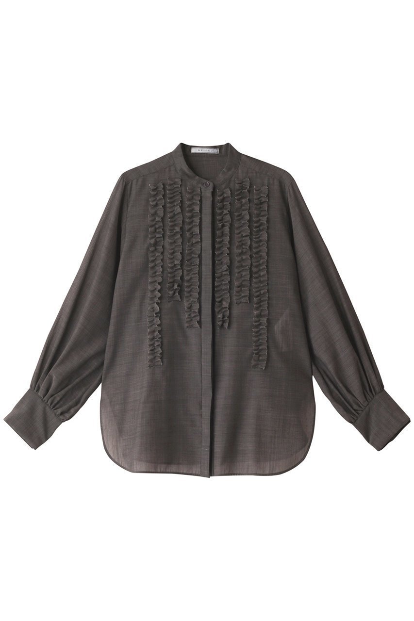 【ベイジ,/BEIGE,】のMOYE(モイエ)/フリルブラウス インテリア・キッズ・メンズ・レディースファッション・服の通販 founy(ファニー) 　ファッション　Fashion　レディースファッション　Ladies' Fashion Online　トップス・カットソー　Tops/Tshirt　シャツ/ブラウス　Shirts/Blouses　カットオフ　Cut Off　シアー　Sheer　スリーブ　Sleeve　フリル　Frills　ロング　Long　チャコールグレー|ID: prp329100004578877 ipo3291000000032436520