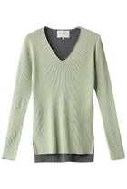 【ベイジ,/BEIGE,】のLA MONNAIE(ラ モネ)/Vネックニット セージ×ミッドグレー|ID: prp329100004578880 ipo3291000000032955871